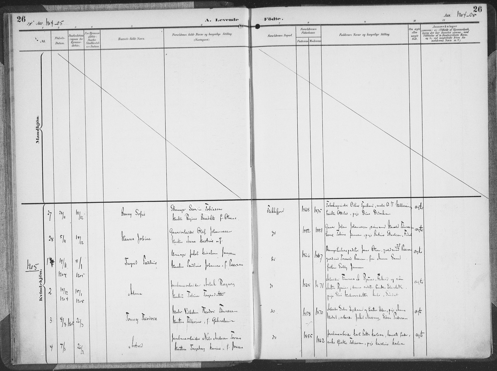 Flekkefjord sokneprestkontor, AV/SAK-1111-0012/F/Fa/Faa/L0002: Ministerialbok nr. A 2, 1900-1912, s. 26