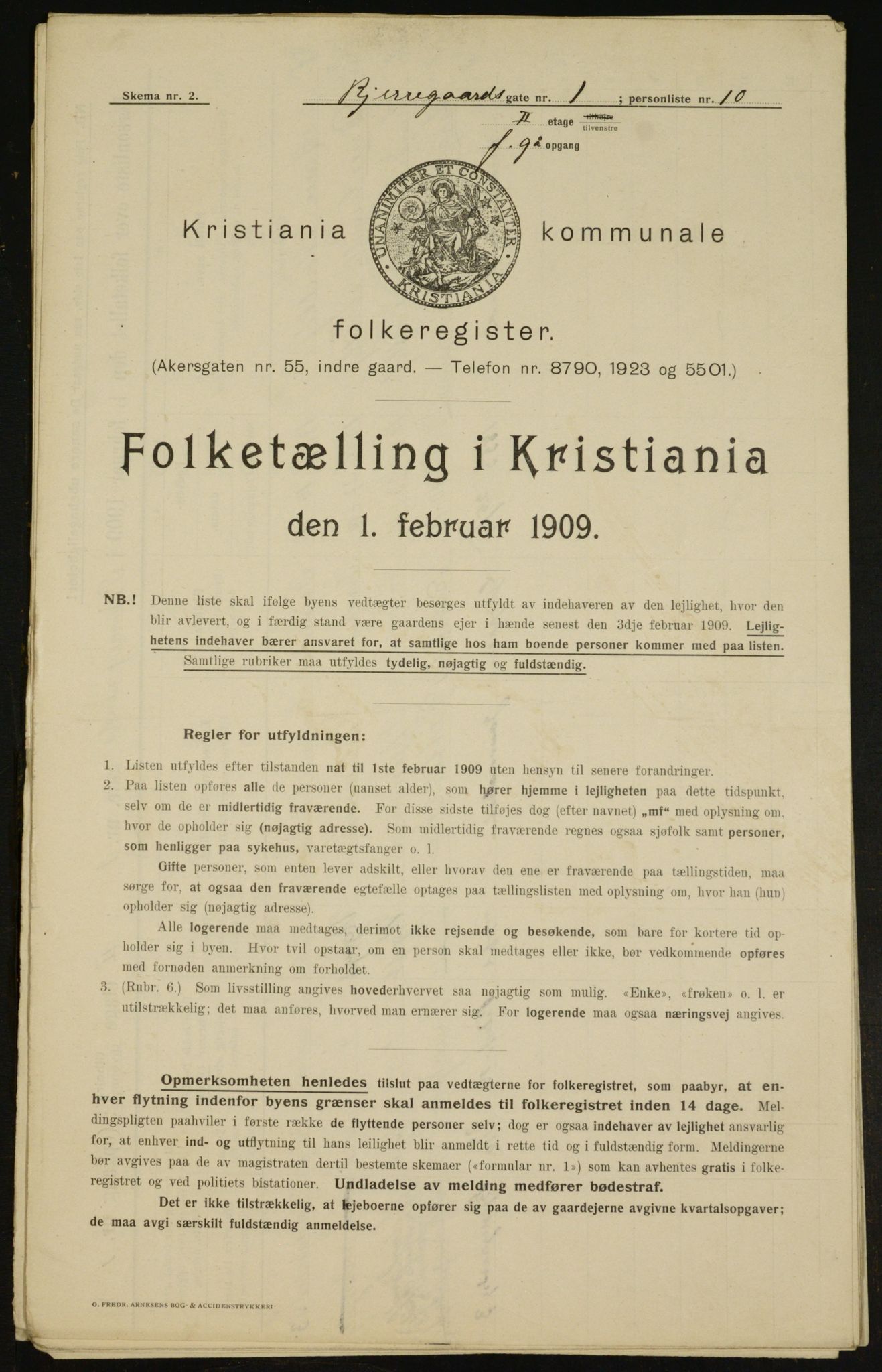 OBA, Kommunal folketelling 1.2.1909 for Kristiania kjøpstad, 1909, s. 5094