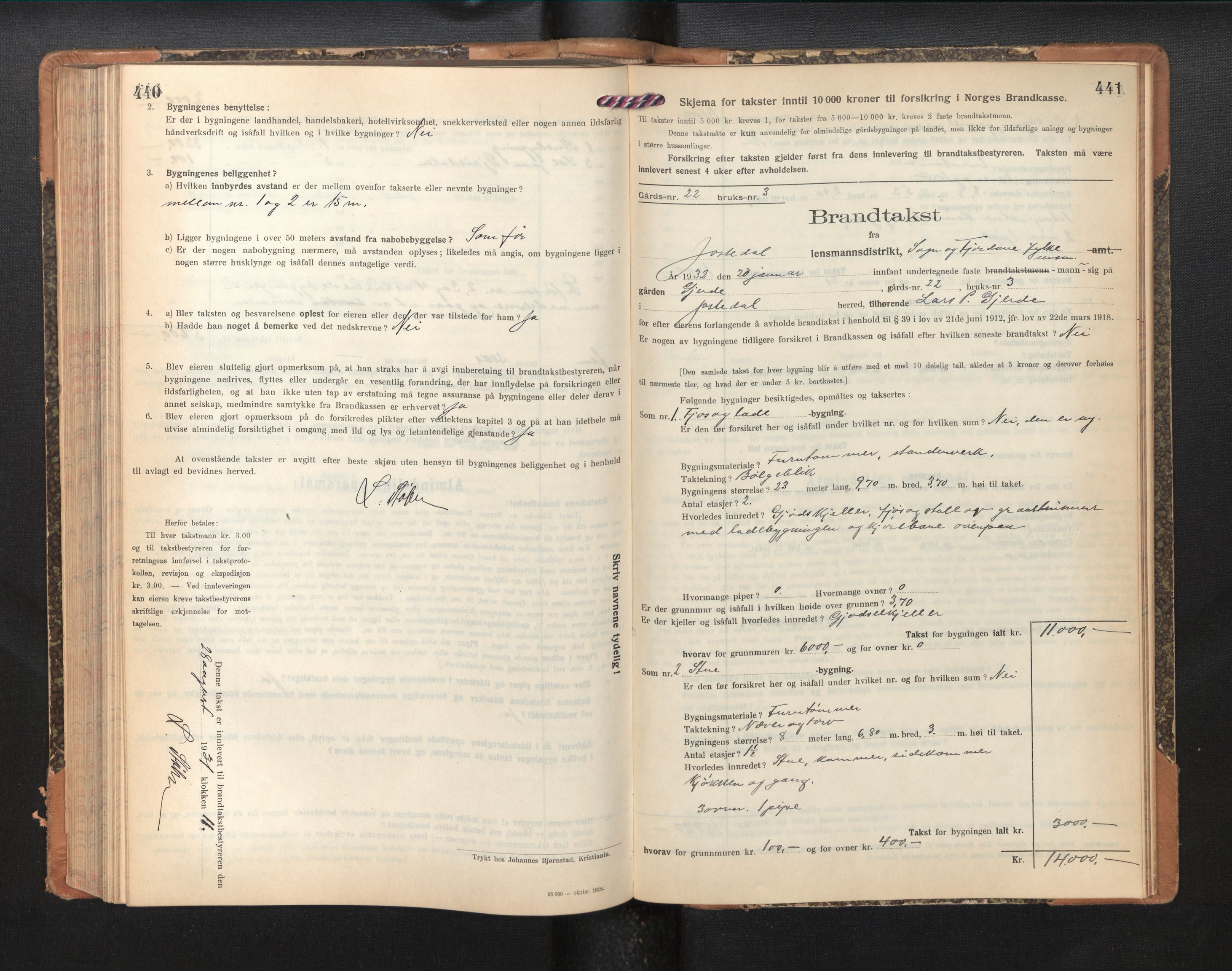 Lensmannen i Jostedal, SAB/A-28601/0012/L0005: Branntakstprotokoll, skjematakst, 1921-1935, s. 440-441