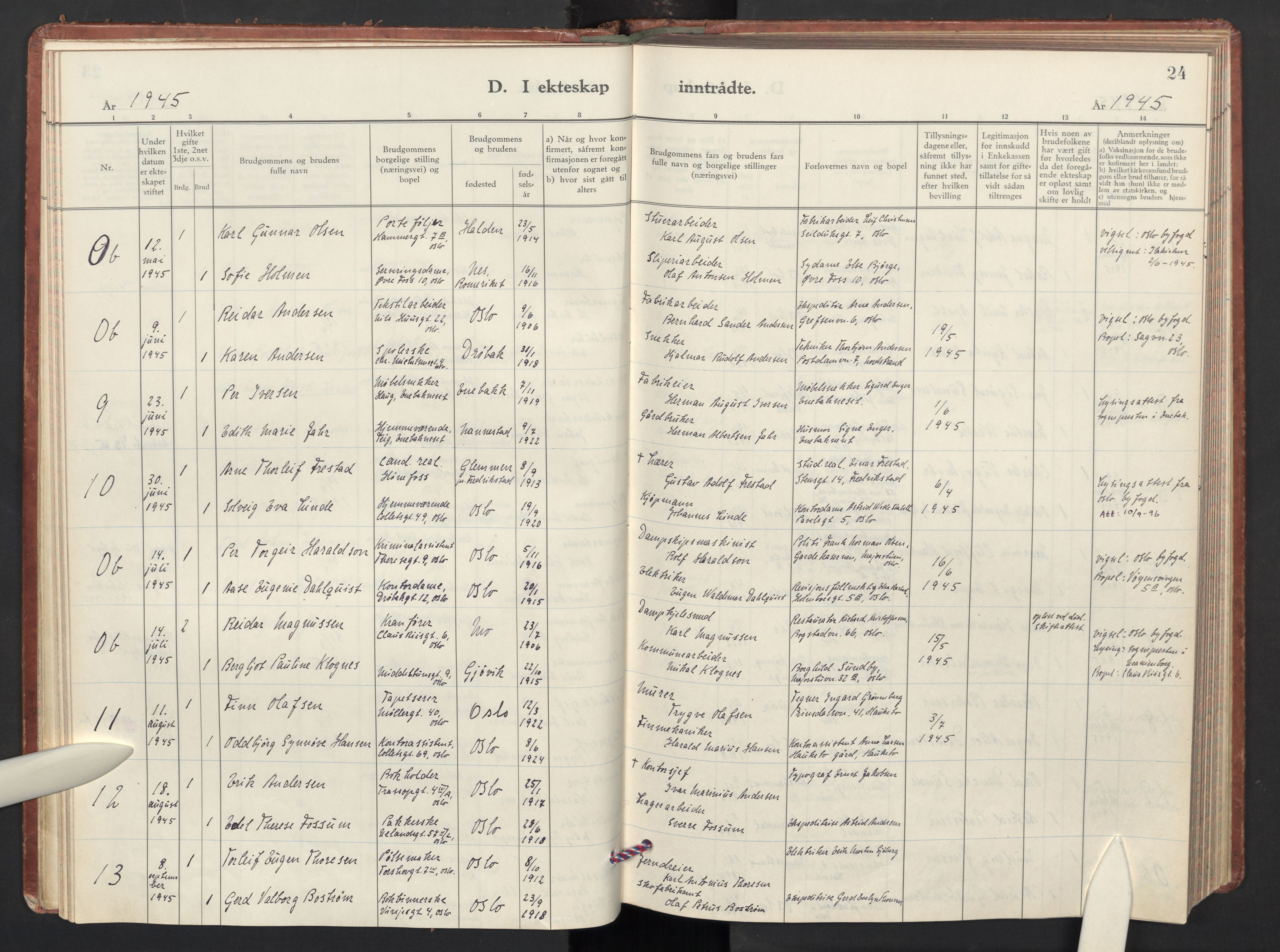 Iladalen småkirkemenighet Kirkebøker, AV/SAO-A-10326a/F/L0002: Ministerialbok nr. 2, 1938-1976, s. 24