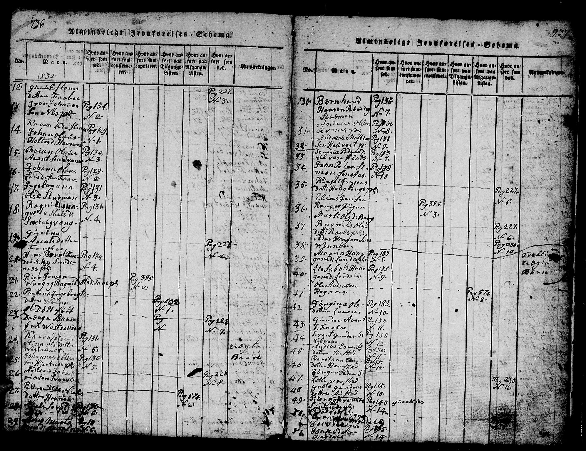 Ministerialprotokoller, klokkerbøker og fødselsregistre - Nord-Trøndelag, SAT/A-1458/730/L0298: Klokkerbok nr. 730C01, 1816-1849, s. 736-737