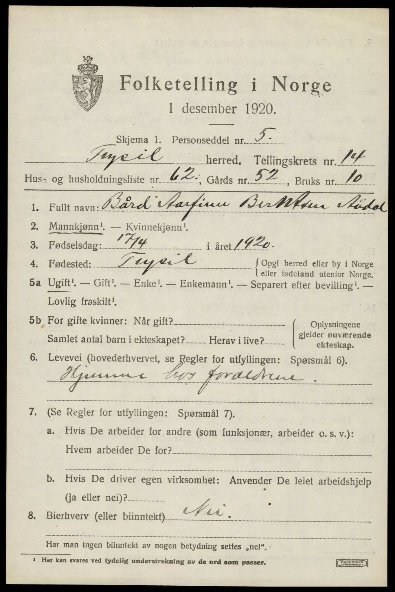 SAH, Folketelling 1920 for 0428 Trysil herred, 1920, s. 8685