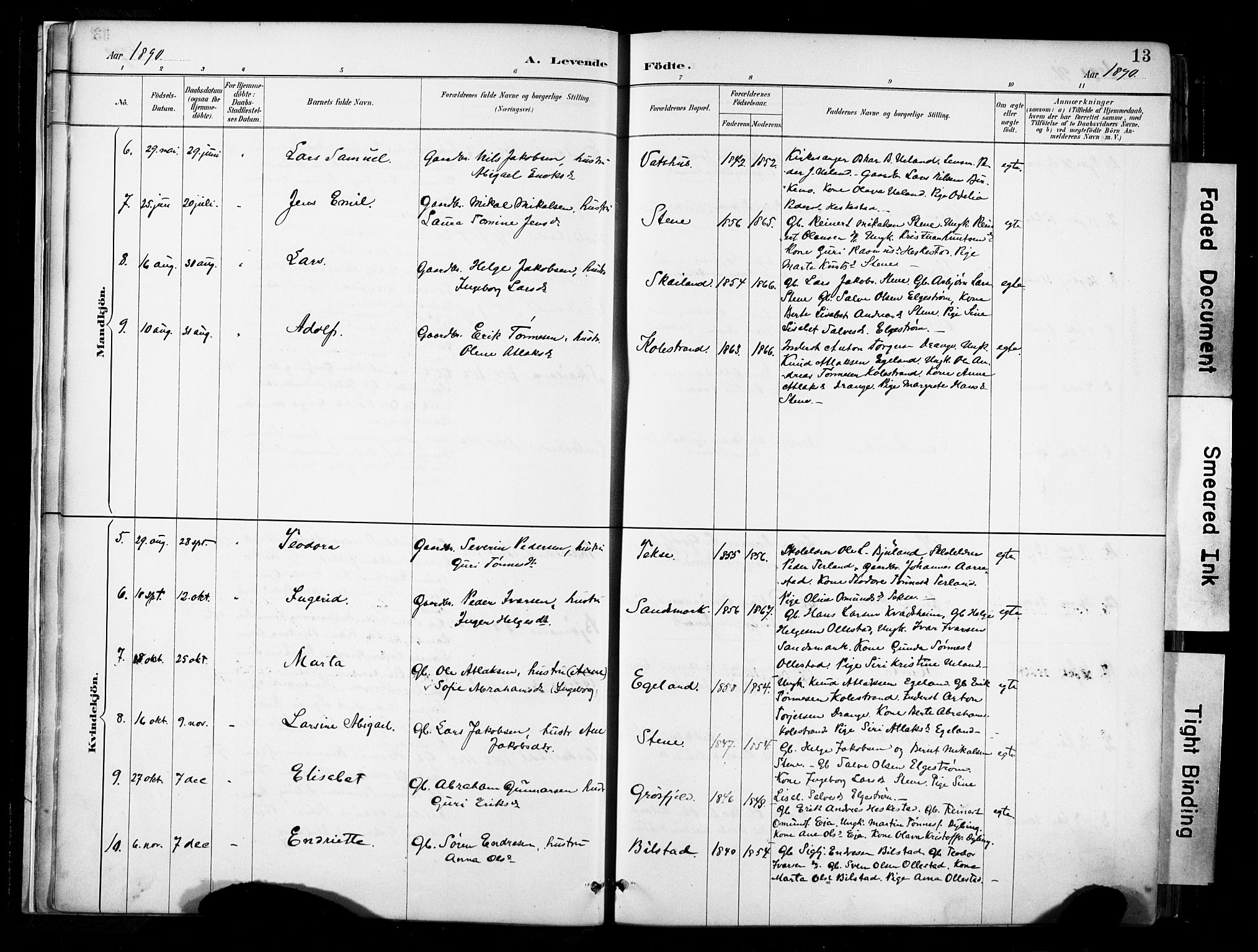 Lund sokneprestkontor, AV/SAST-A-101809/S06/L0012: Ministerialbok nr. A 11, 1887-1921, s. 13