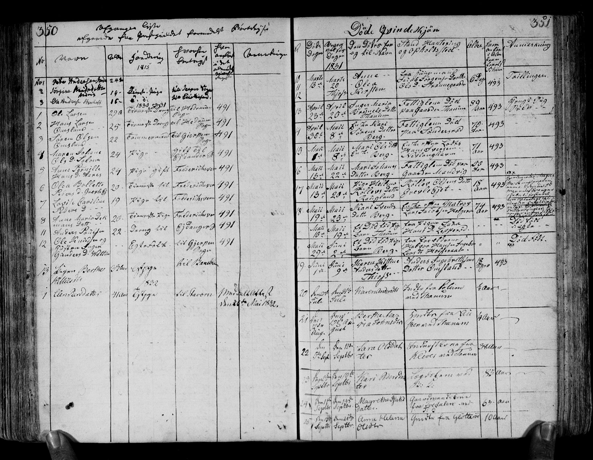 Brunlanes kirkebøker, AV/SAKO-A-342/F/Fa/L0002: Ministerialbok nr. I 2, 1802-1834, s. 350-351
