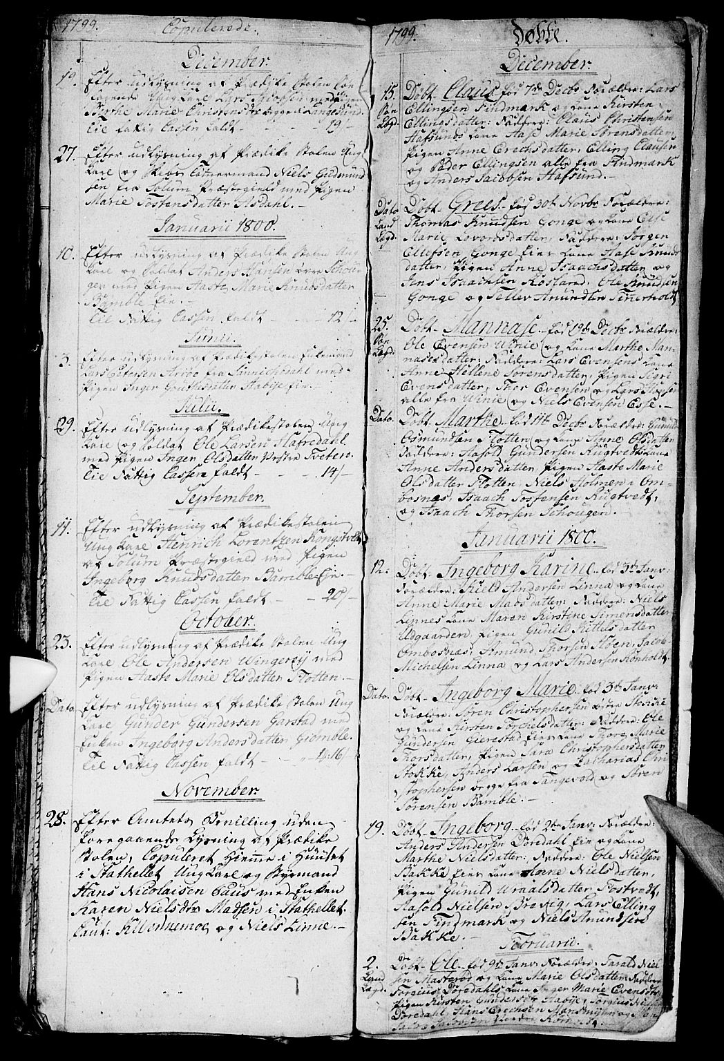 Bamble kirkebøker, AV/SAKO-A-253/G/Ga/L0002: Klokkerbok nr. I 2, 1794-1800