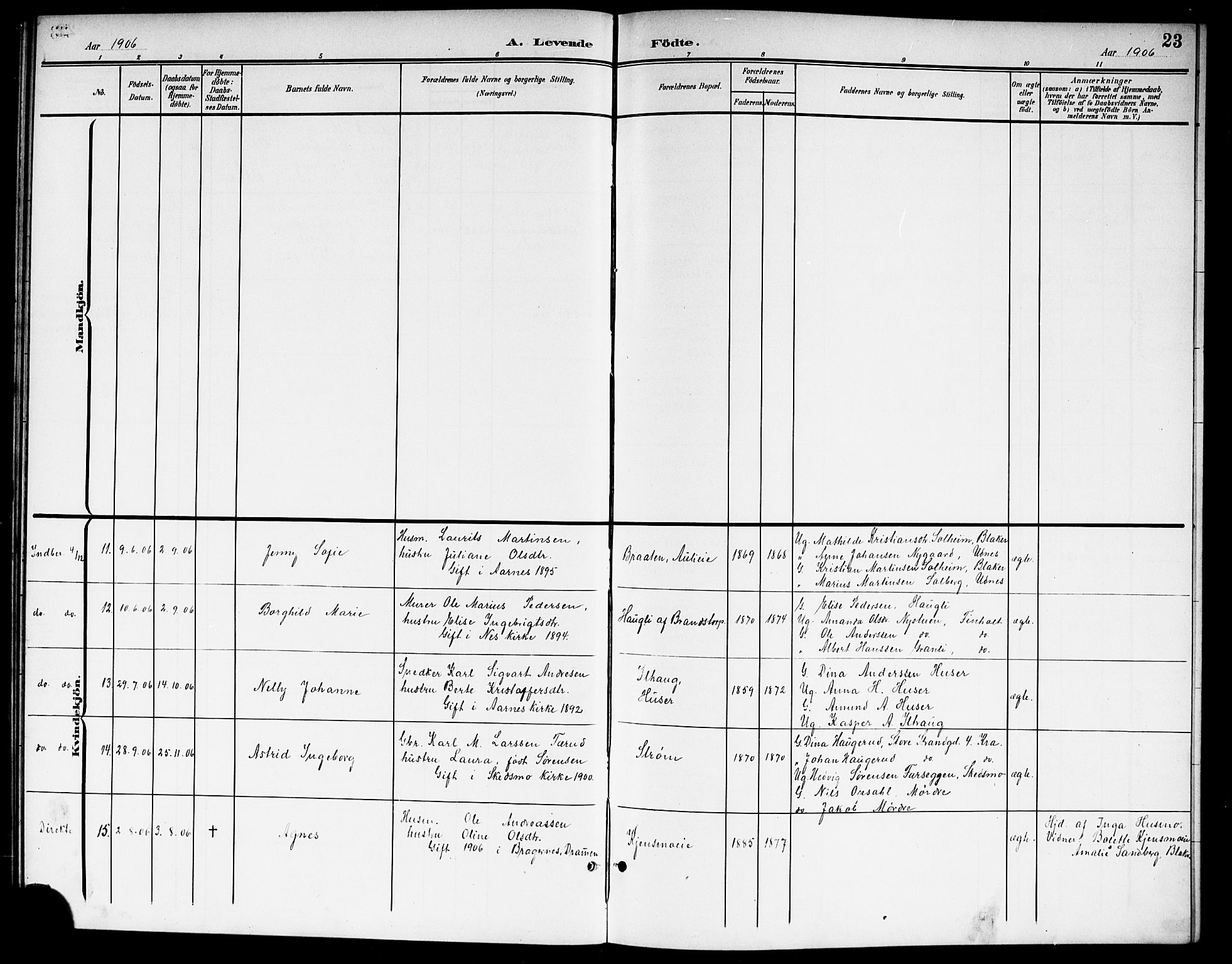 Nes prestekontor Kirkebøker, AV/SAO-A-10410/G/Gb/L0001: Klokkerbok nr. II 1, 1901-1917, s. 23