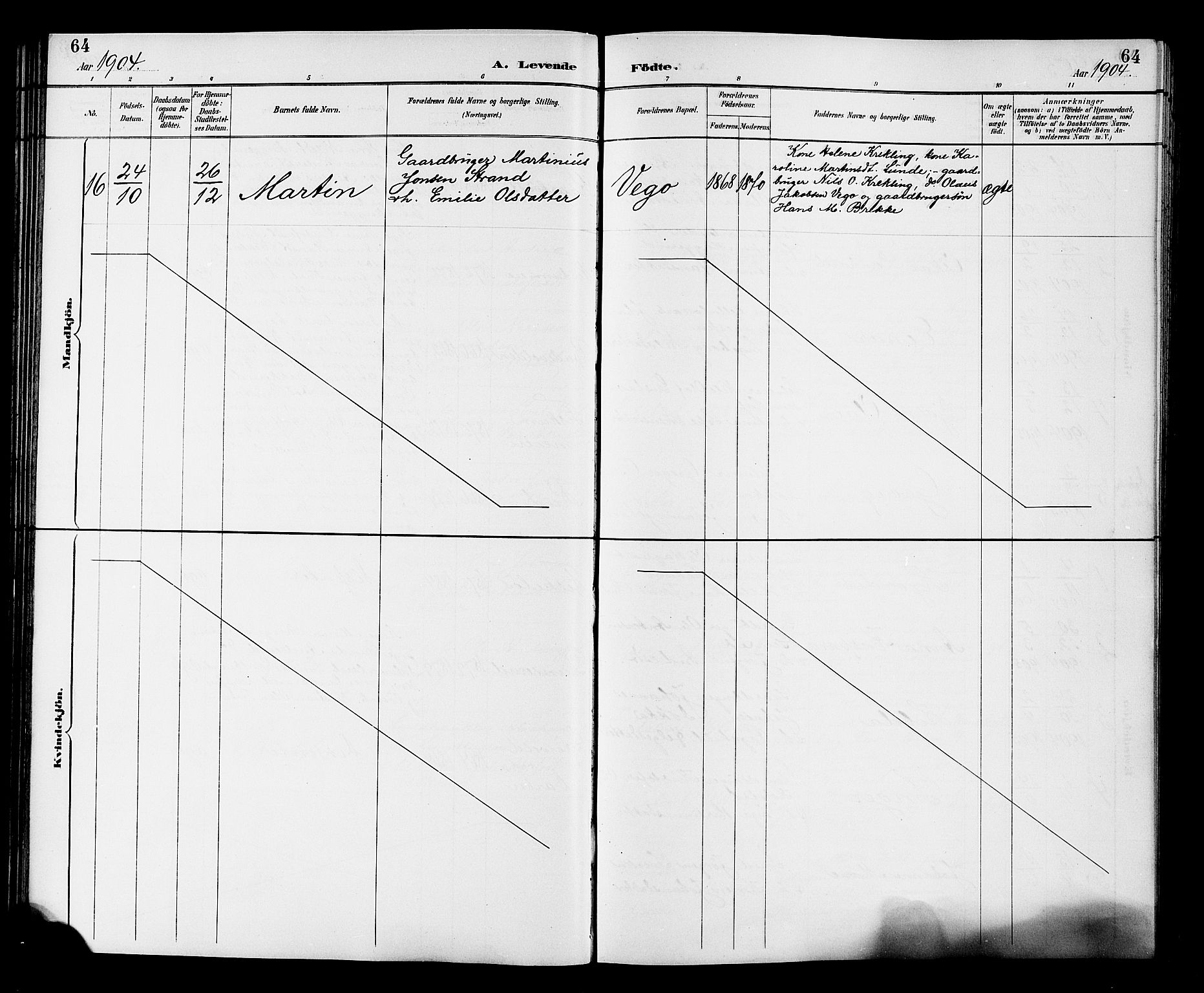 Fiskum kirkebøker, AV/SAKO-A-15/G/Ga/L0005: Klokkerbok nr. 5, 1887-1912, s. 64