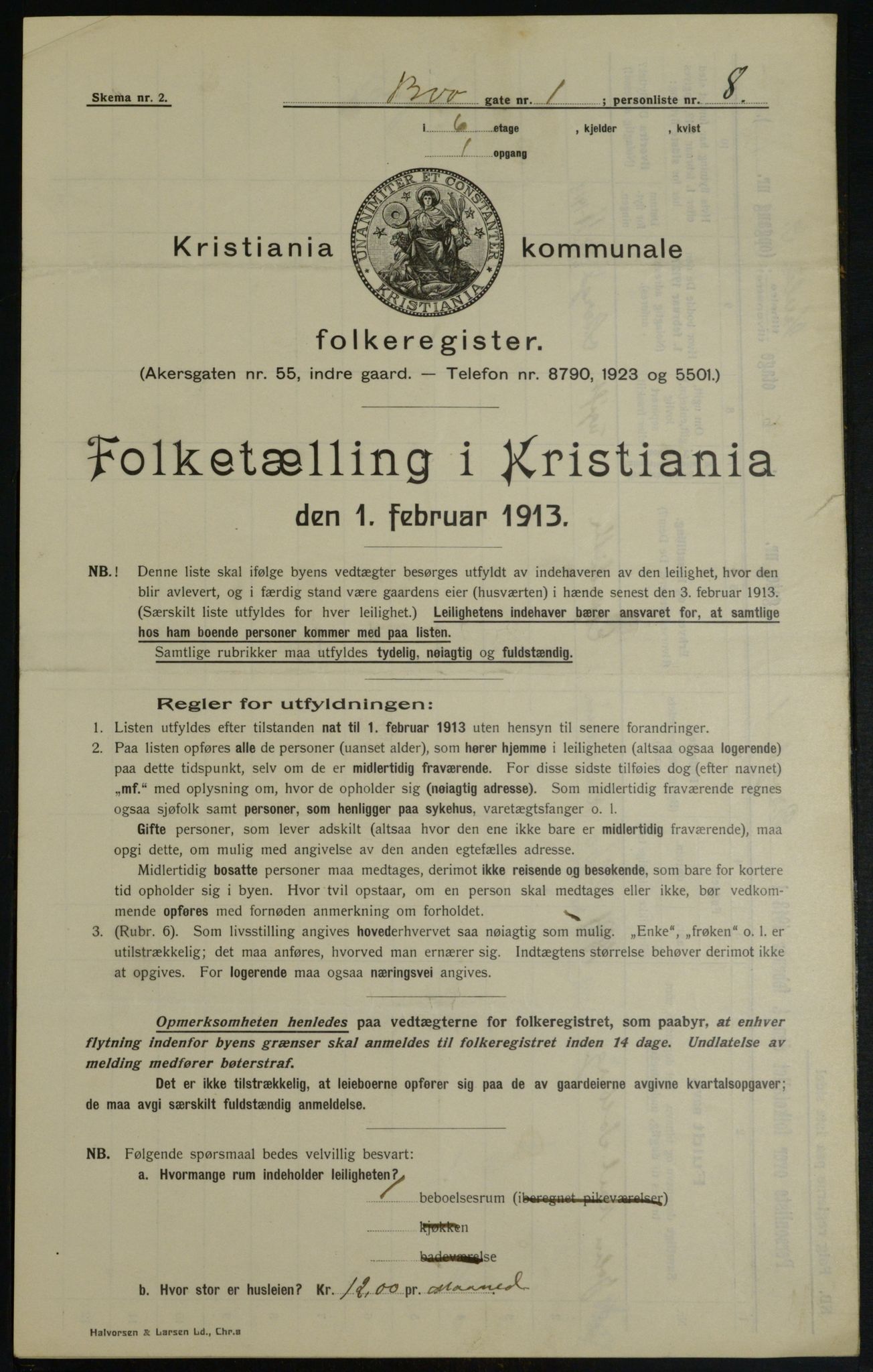 OBA, Kommunal folketelling 1.2.1913 for Kristiania, 1913, s. 9602