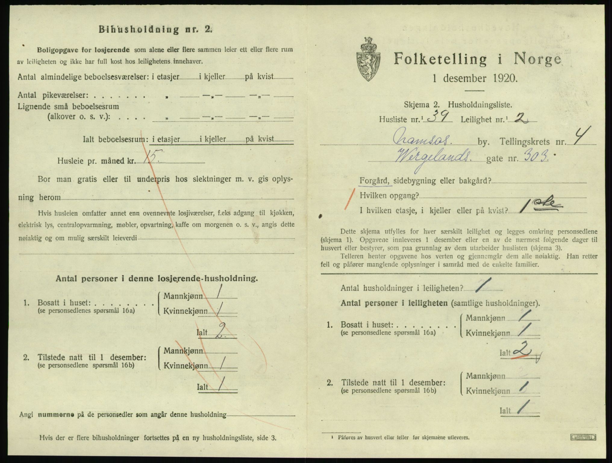 SAT, Folketelling 1920 for 1703 Namsos ladested, 1920, s. 1545