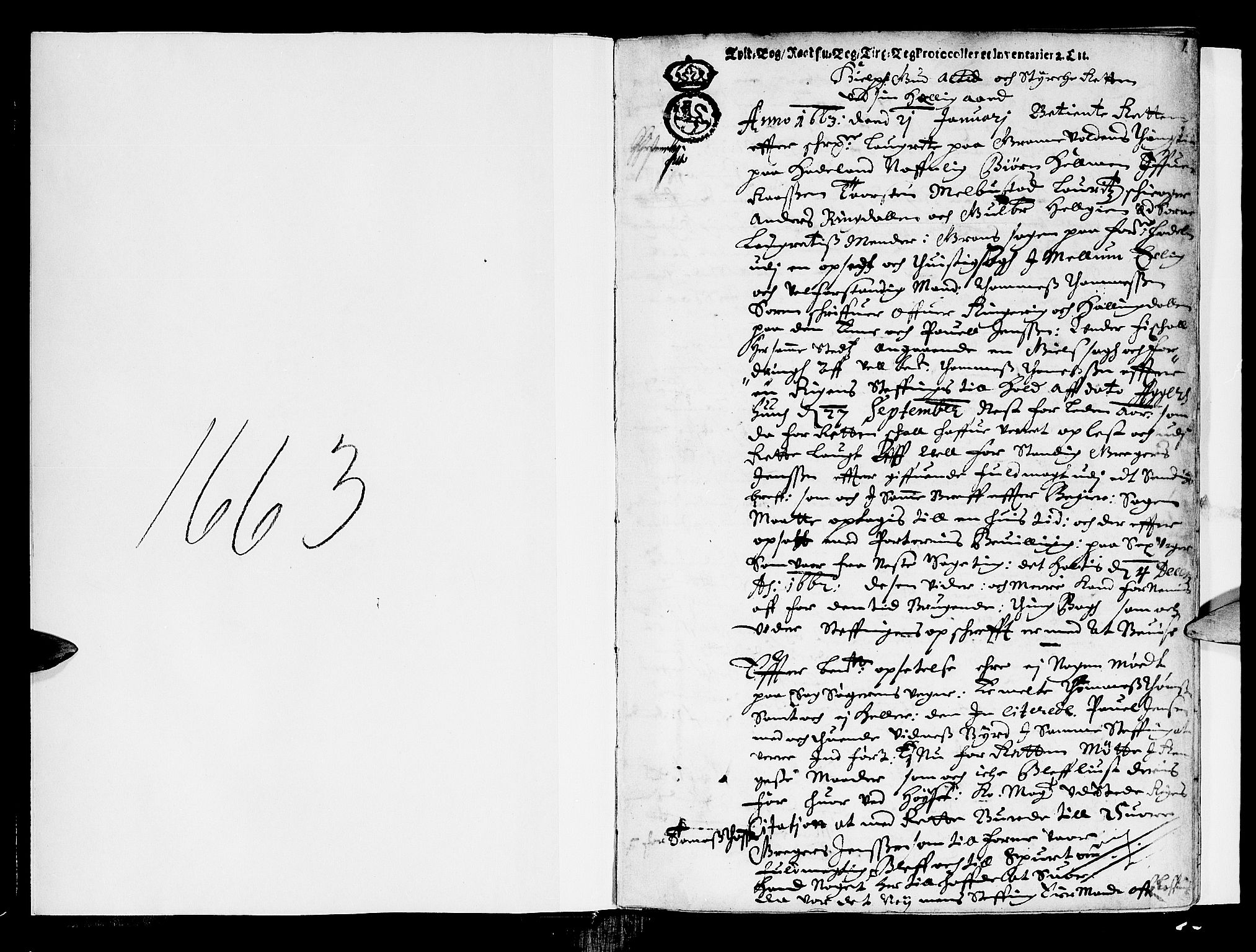 Hadeland, Land og Valdres sorenskriveri, SAH/TING-028/G/Gb/L0010: Tingbok, 1663, s. 0b-1a