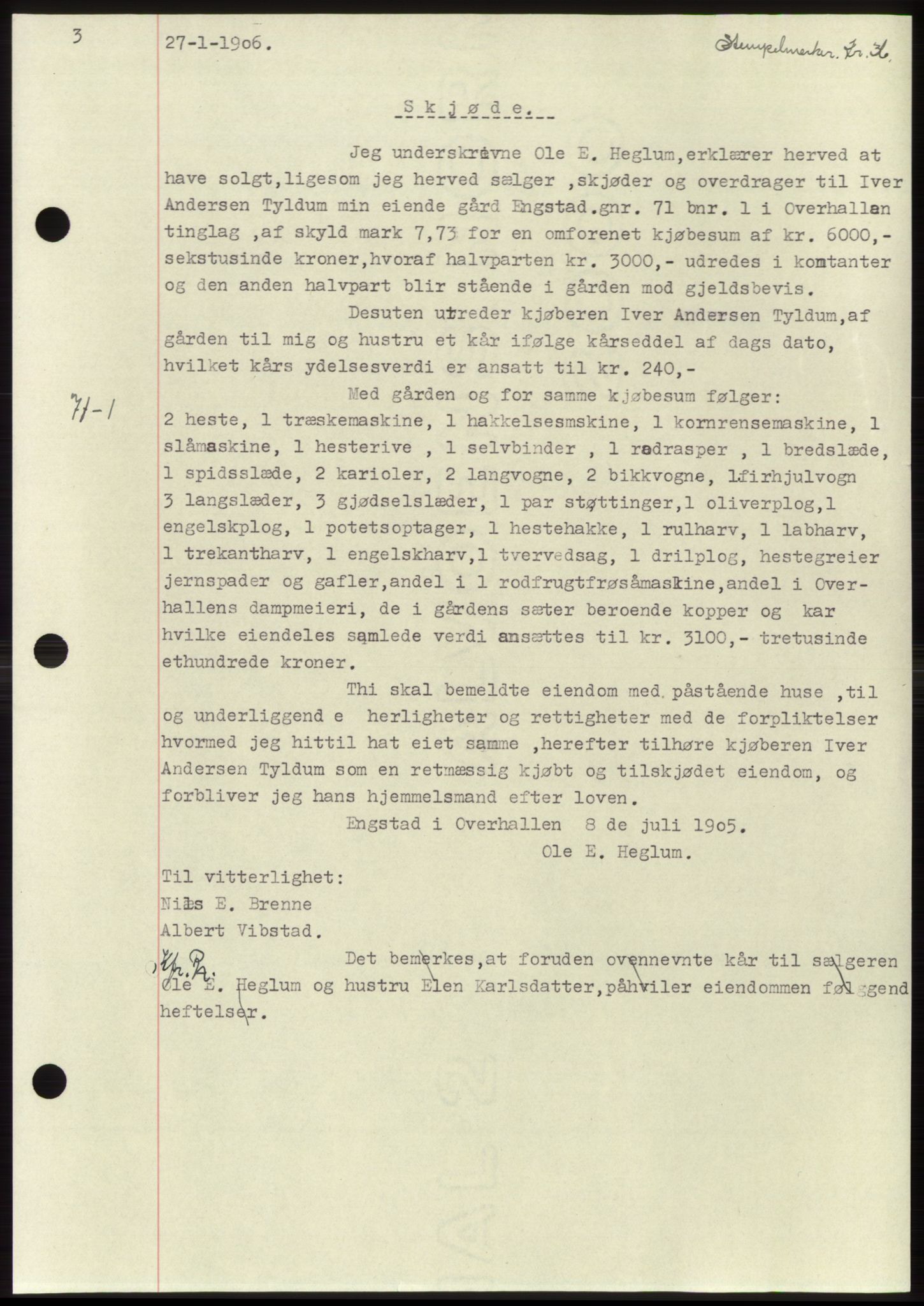 Namdal sorenskriveri, SAT/A-4133/1/2/2C: Pantebok nr. -, 1906-1915