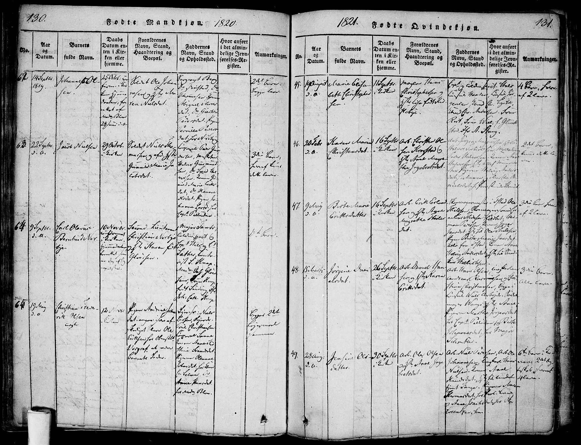 Halden prestekontor Kirkebøker, AV/SAO-A-10909/F/Fa/L0003: Ministerialbok nr. I 3, 1815-1834, s. 130-131