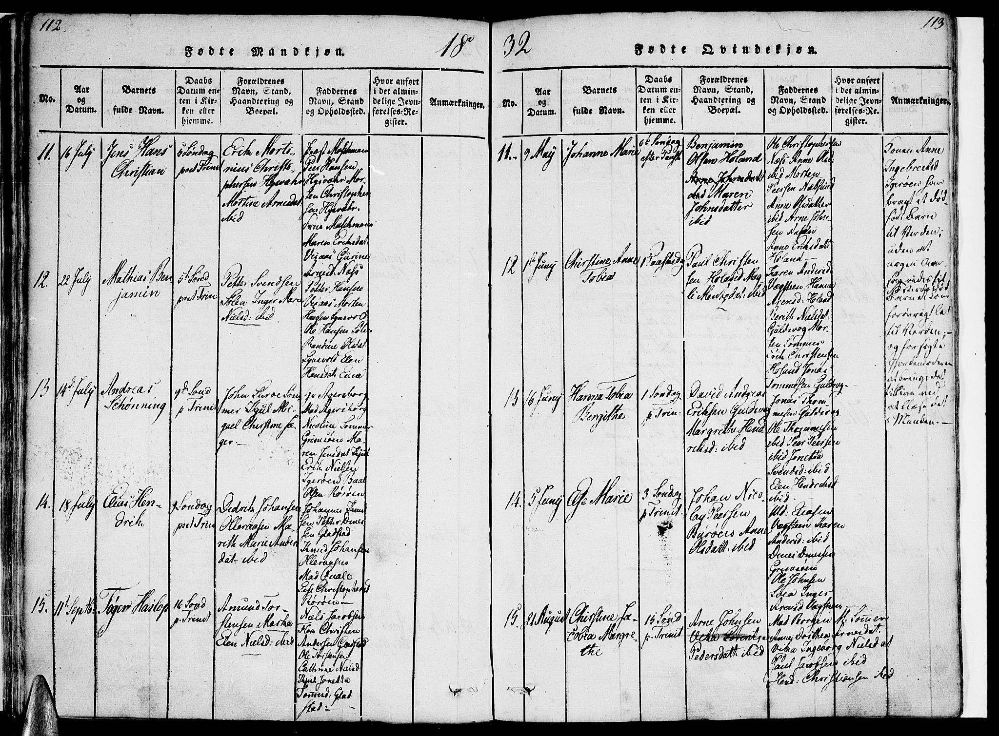 Ministerialprotokoller, klokkerbøker og fødselsregistre - Nordland, AV/SAT-A-1459/816/L0239: Ministerialbok nr. 816A05, 1820-1845, s. 112-113