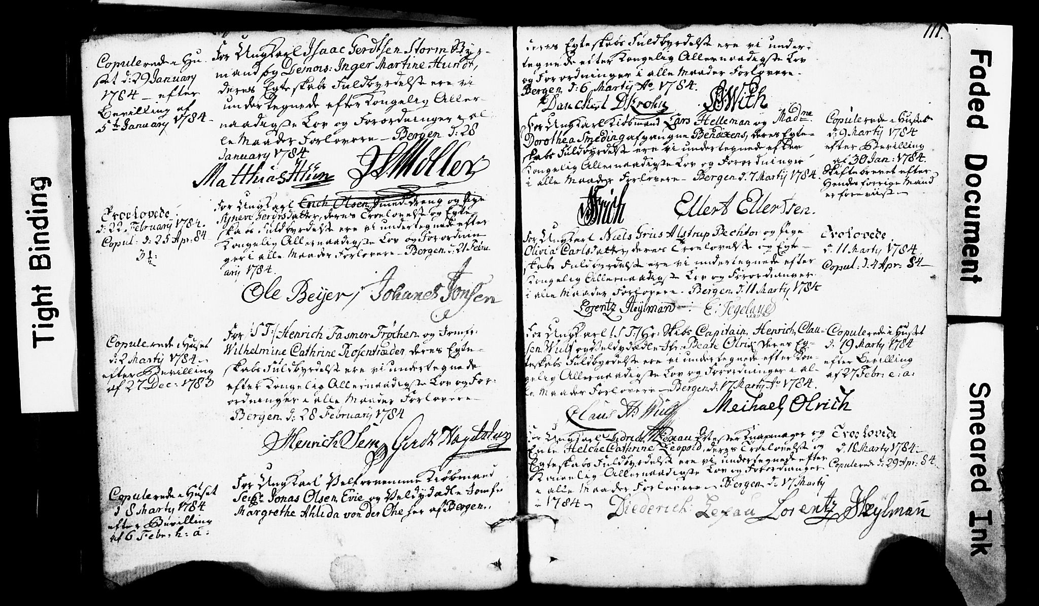 Domkirken sokneprestembete, SAB/A-74801: Forlovererklæringer nr. II.5.1, 1767-1792, s. 111