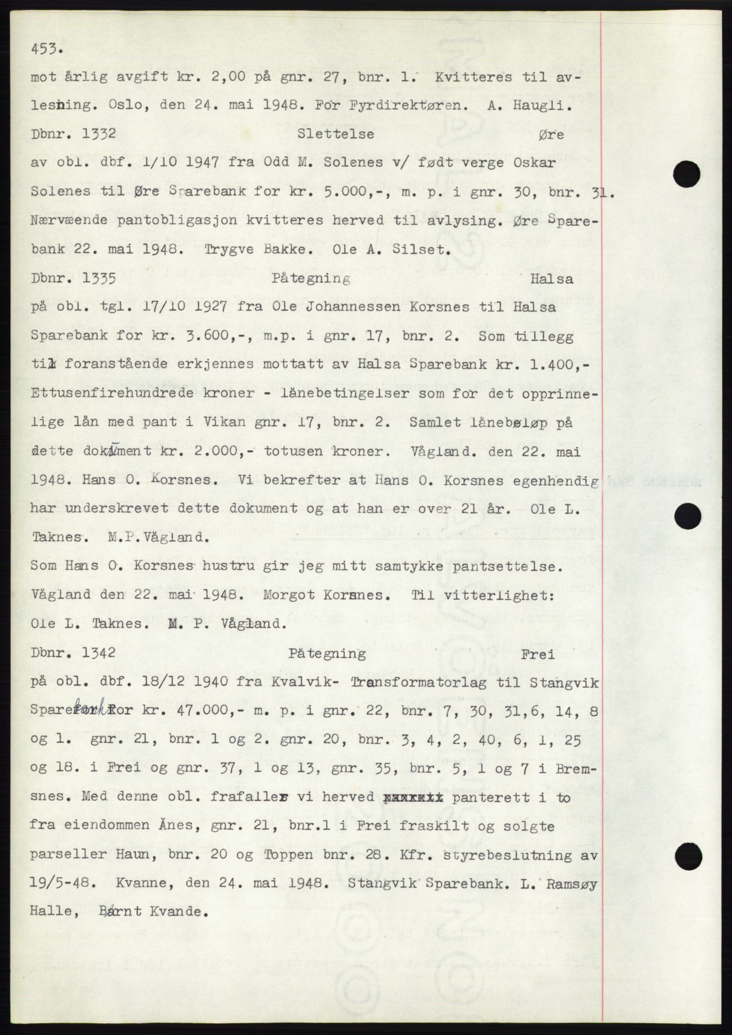 Nordmøre sorenskriveri, AV/SAT-A-4132/1/2/2Ca: Pantebok nr. C82b, 1946-1951, Dagboknr: 1332/1948