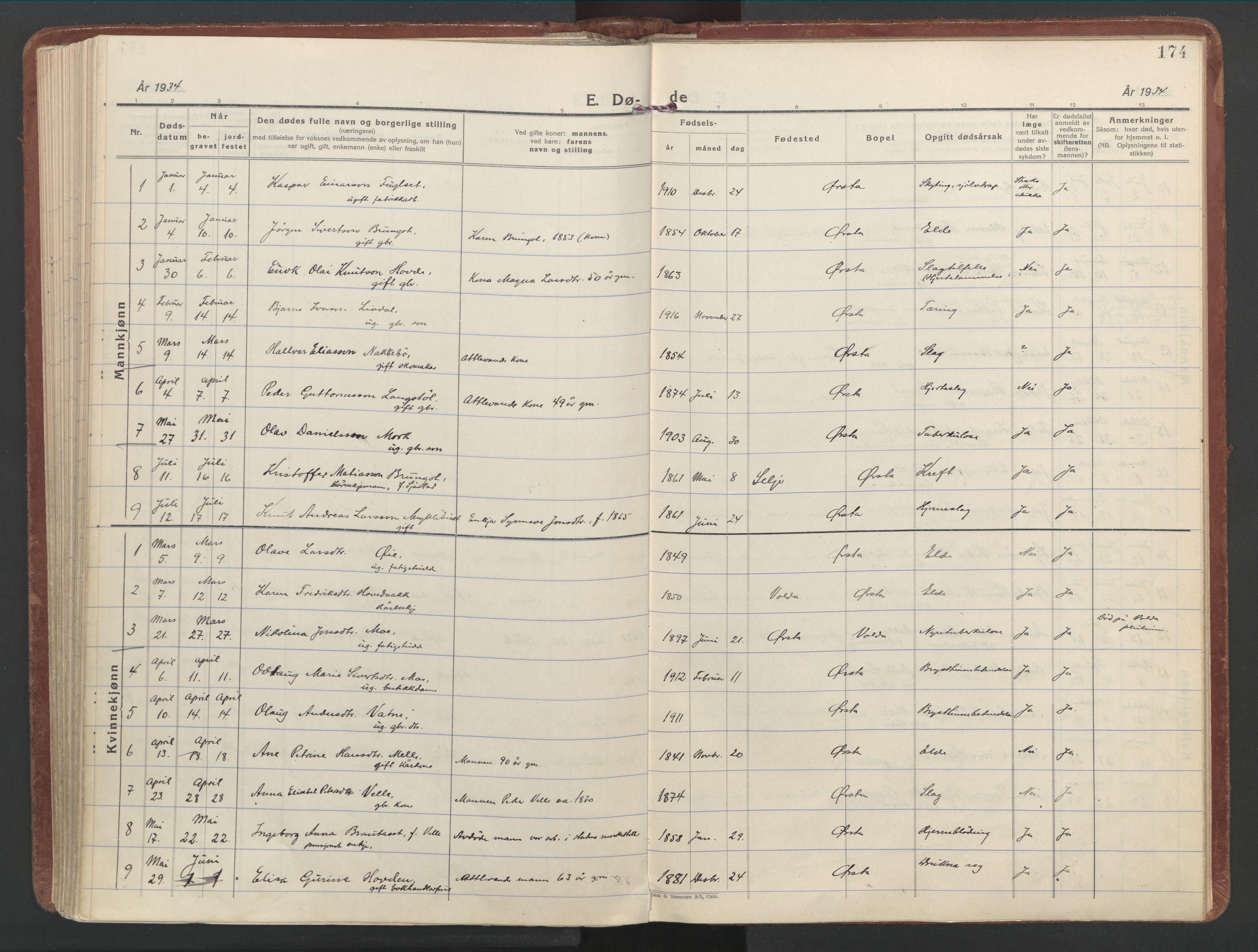 Ministerialprotokoller, klokkerbøker og fødselsregistre - Møre og Romsdal, AV/SAT-A-1454/513/L0181: Ministerialbok nr. 513A08, 1930-1943, s. 174