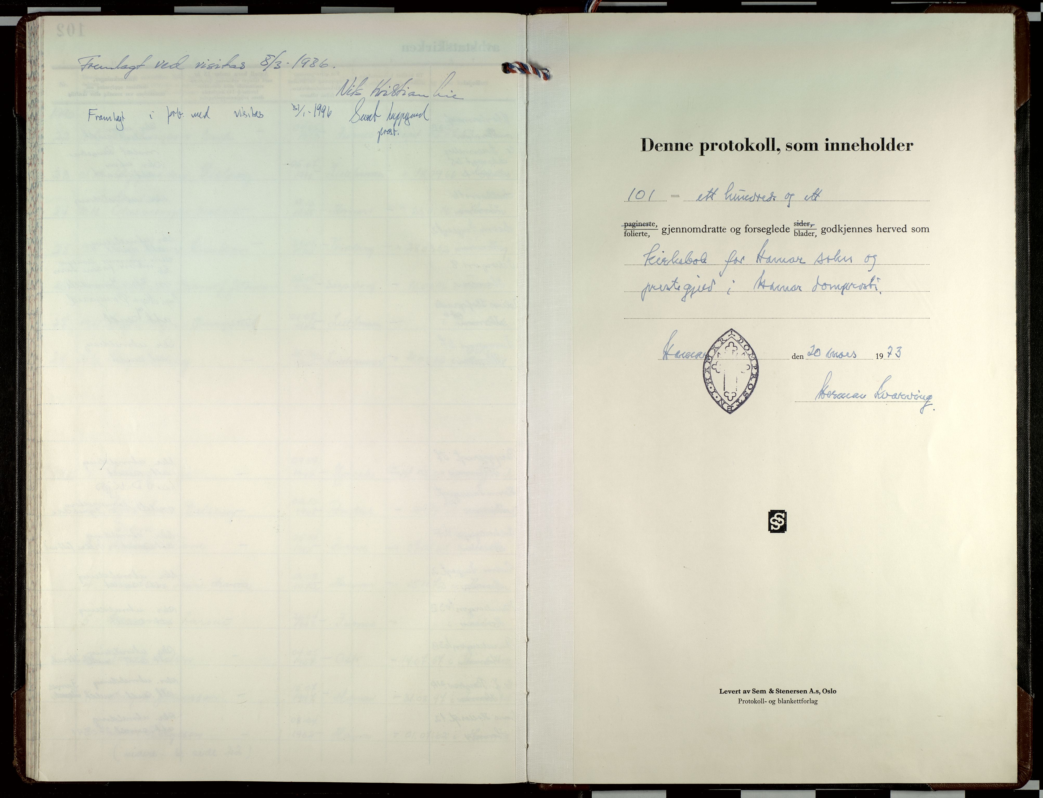 Hamar prestekontor, AV/SAH-DOMPH-002/H/Ha/Haa/L0018: Ministerialbok nr. 18, 1973-2013