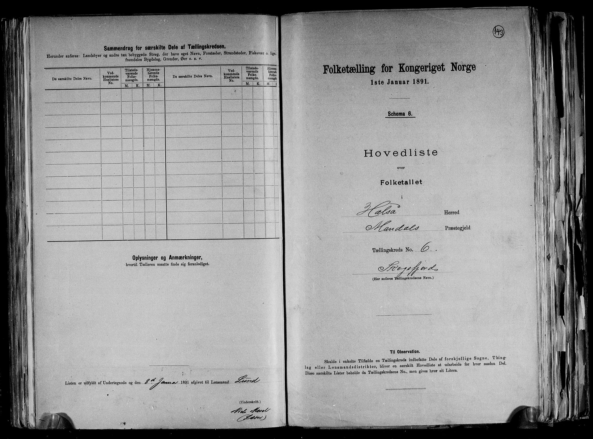 RA, Folketelling 1891 for 1019 Halse og Harkmark herred, 1891, s. 14