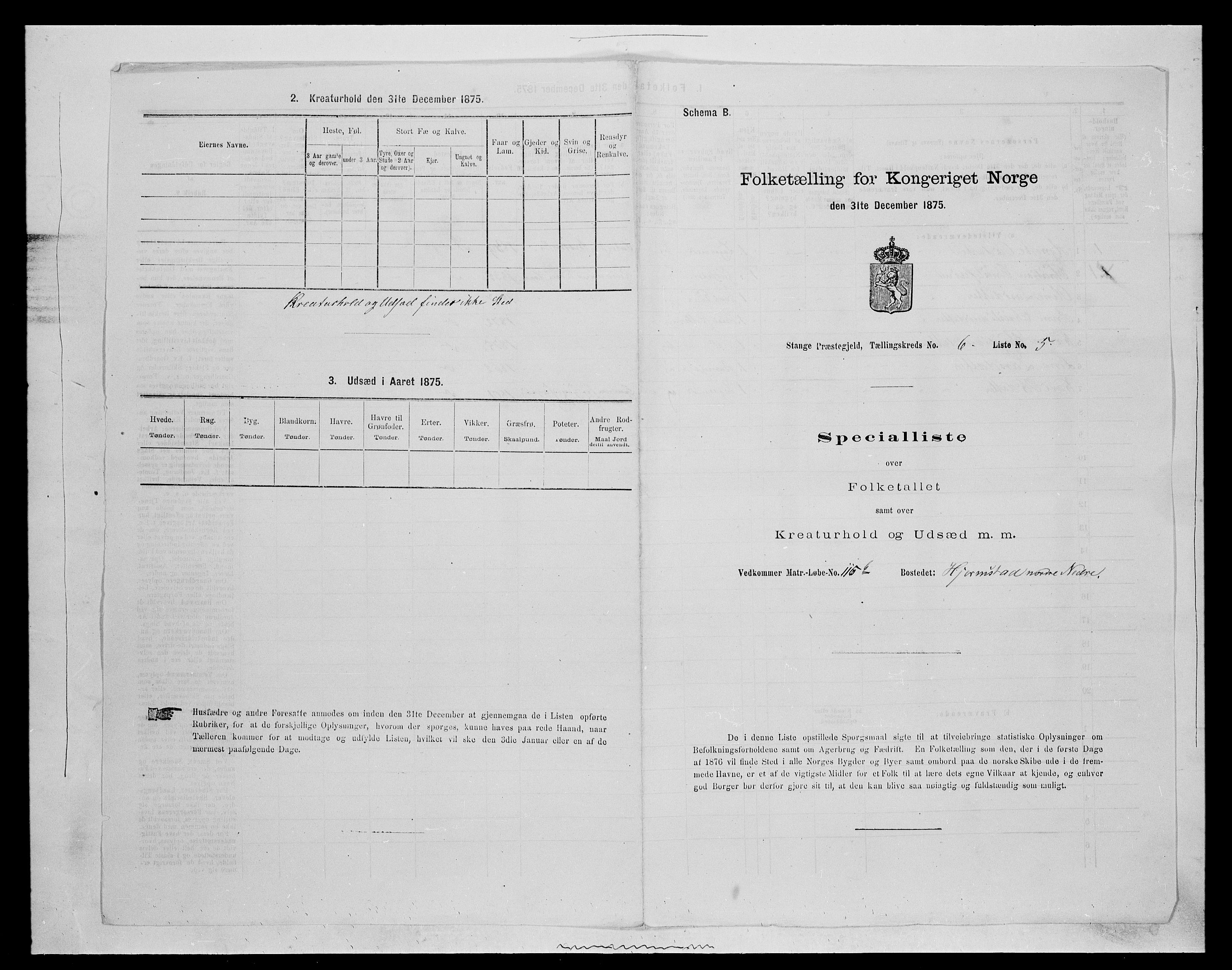SAH, Folketelling 1875 for 0417P Stange prestegjeld, 1875, s. 942