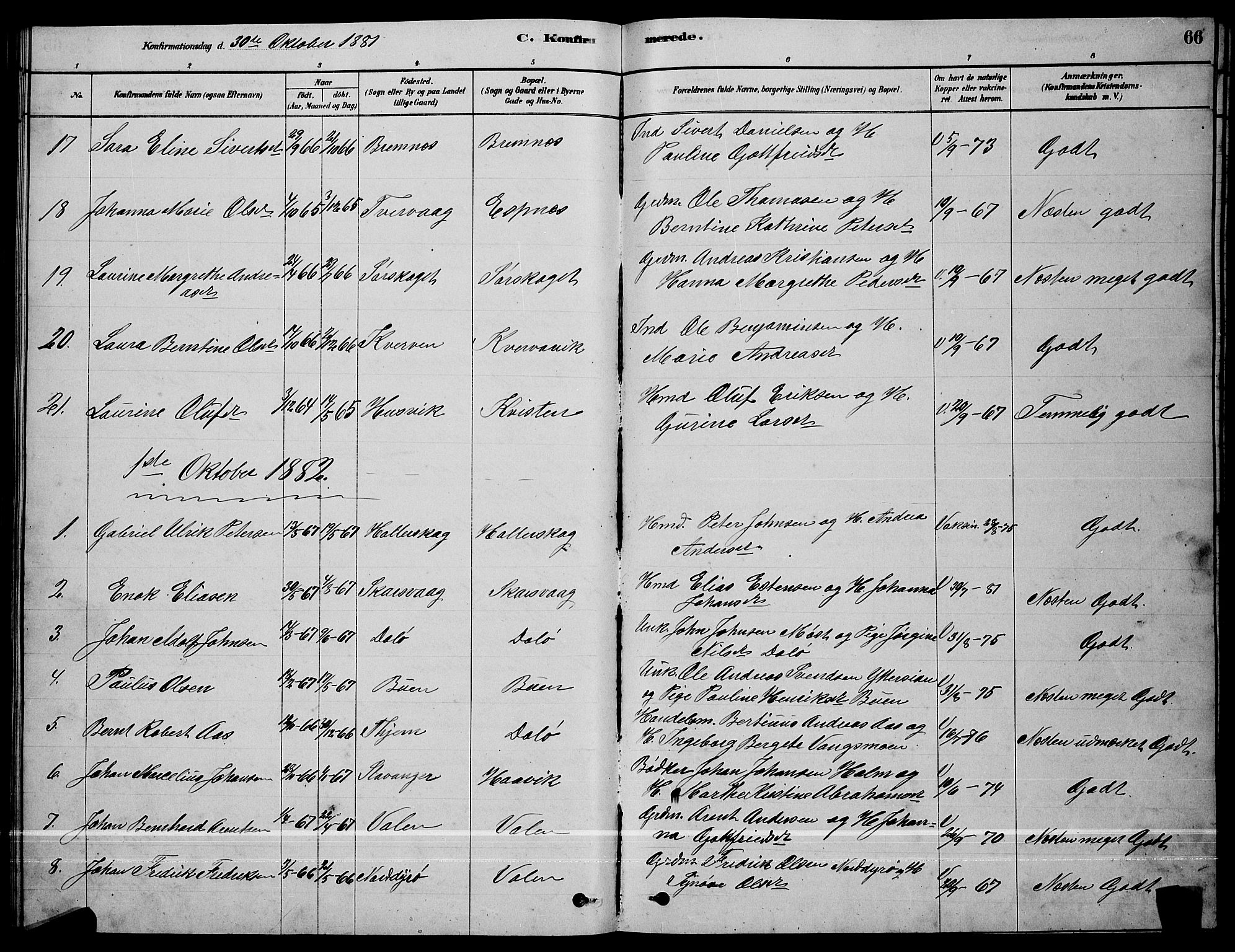 Ministerialprotokoller, klokkerbøker og fødselsregistre - Sør-Trøndelag, SAT/A-1456/641/L0597: Klokkerbok nr. 641C01, 1878-1893, s. 66