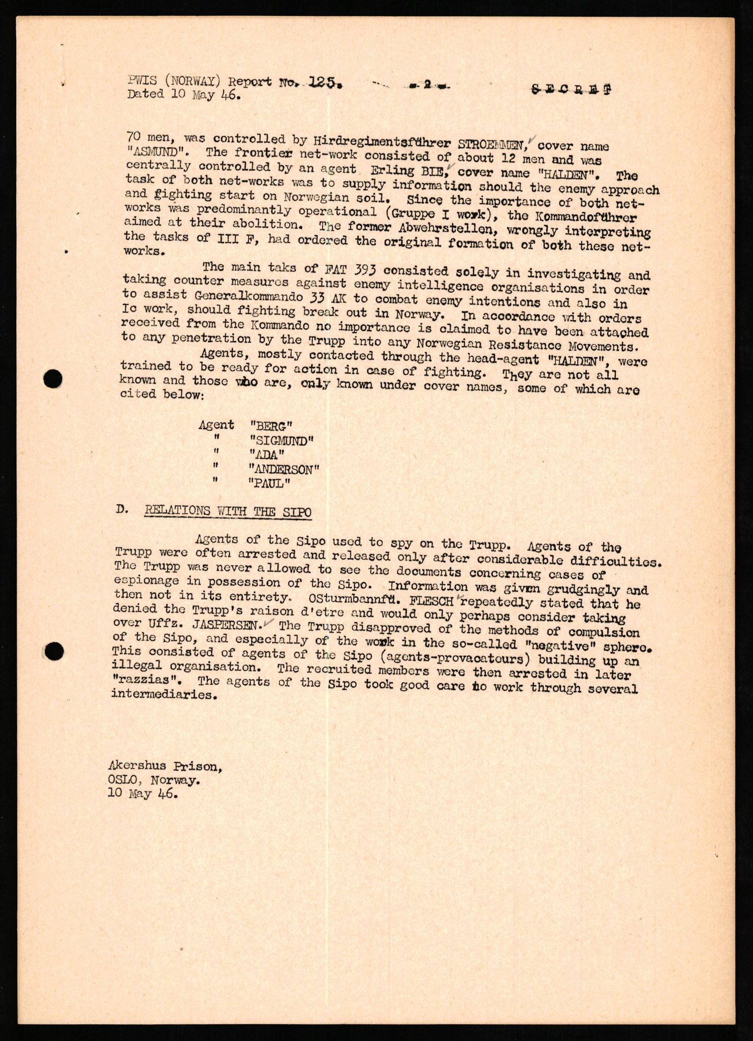 Forsvaret, Forsvarets overkommando II, RA/RAFA-3915/D/Db/L0023: CI Questionaires. Tyske okkupasjonsstyrker i Norge. Tyskere., 1945-1946, s. 513