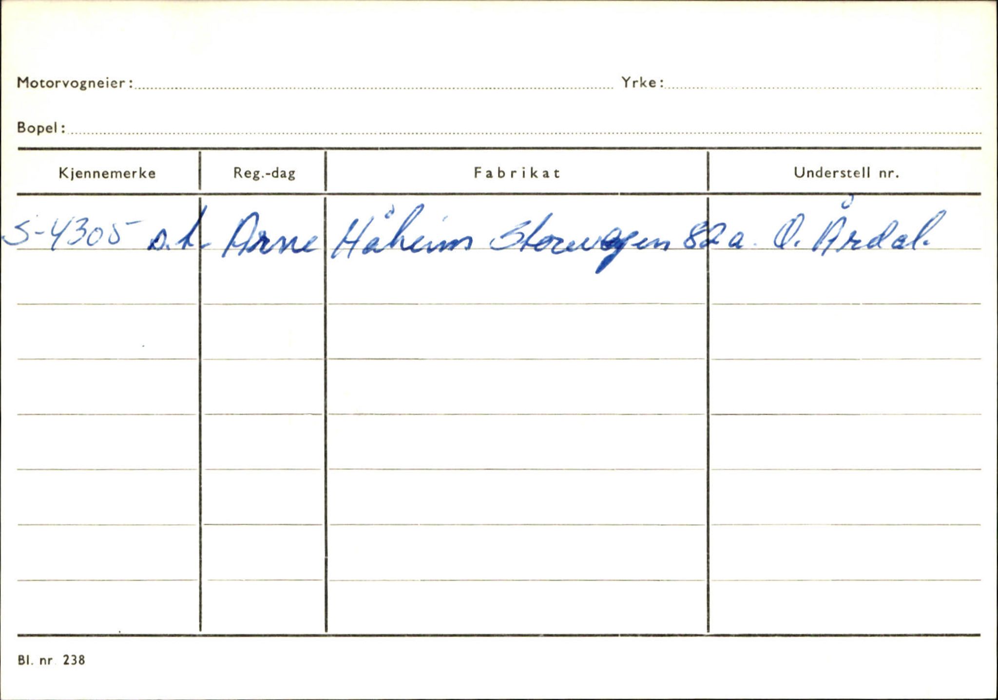 Statens vegvesen, Sogn og Fjordane vegkontor, SAB/A-5301/4/F/L0125: Eigarregister Sogndal V-Å. Aurland A-Å. Fjaler A-N, 1945-1975, s. 173