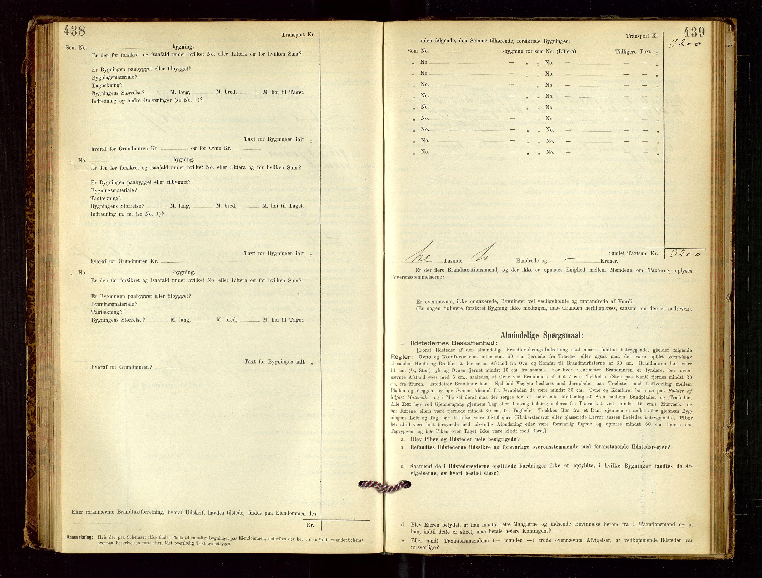 Sand lensmannskontor, AV/SAST-A-100415/Goc/L0001: "Brandtaxationsprotokol", 1895-1935, s. 438-439