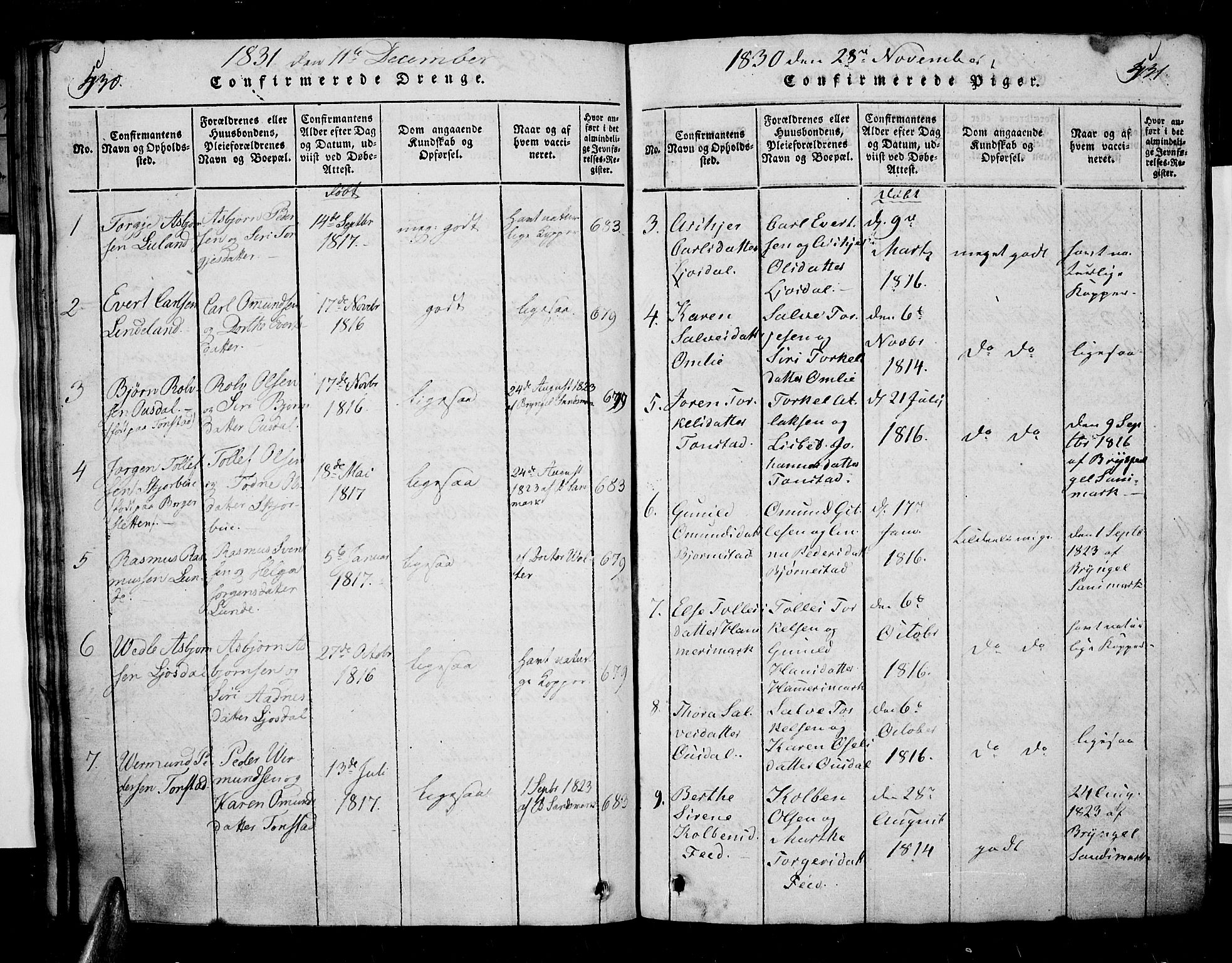 Sirdal sokneprestkontor, SAK/1111-0036/F/Fa/Fab/L0001: Ministerialbok nr. A 1, 1815-1834, s. 530-531