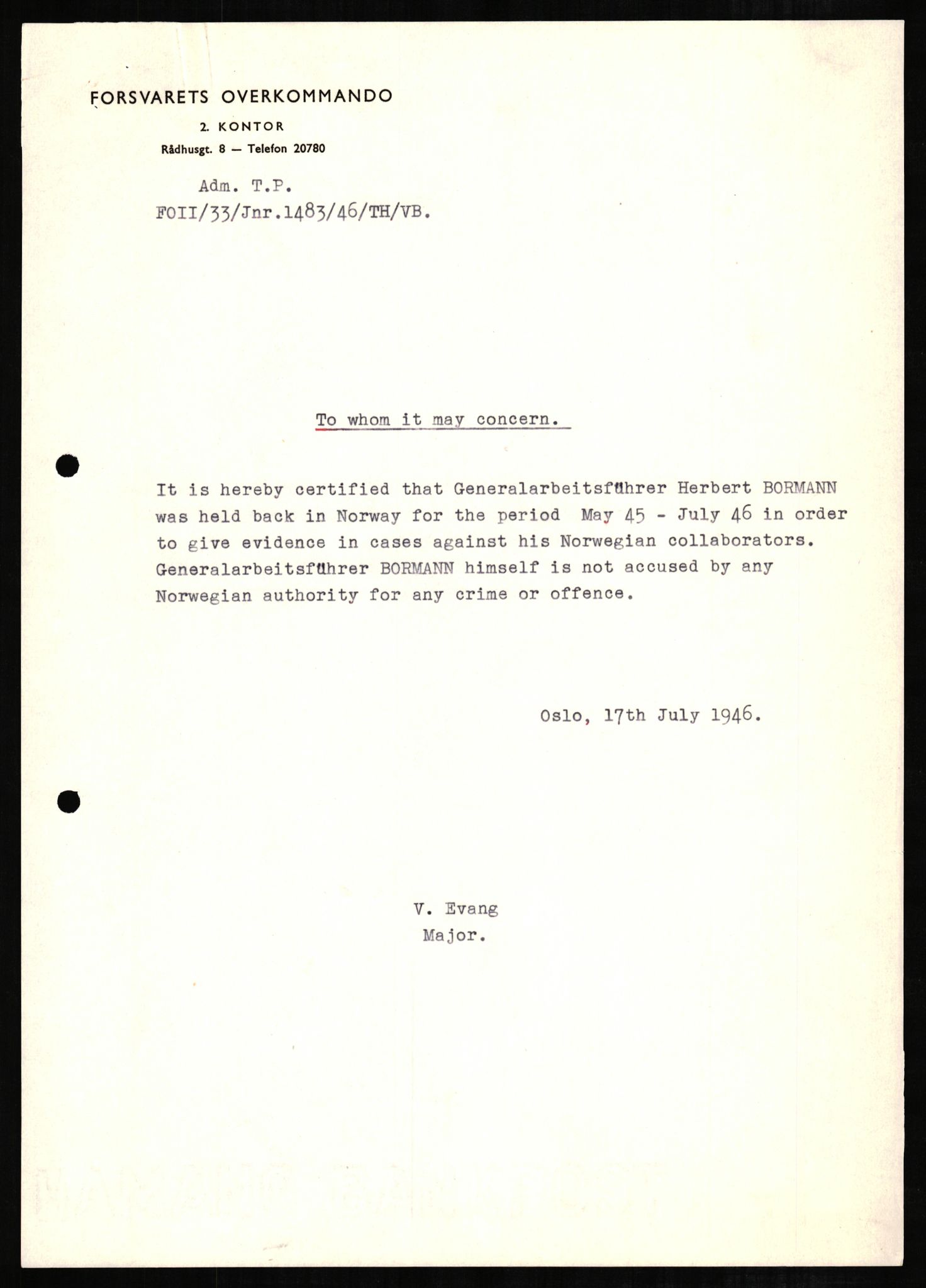 Forsvaret, Forsvarets overkommando II, AV/RA-RAFA-3915/D/Db/L0004: CI Questionaires. Tyske okkupasjonsstyrker i Norge. Tyskere., 1945-1946, s. 9