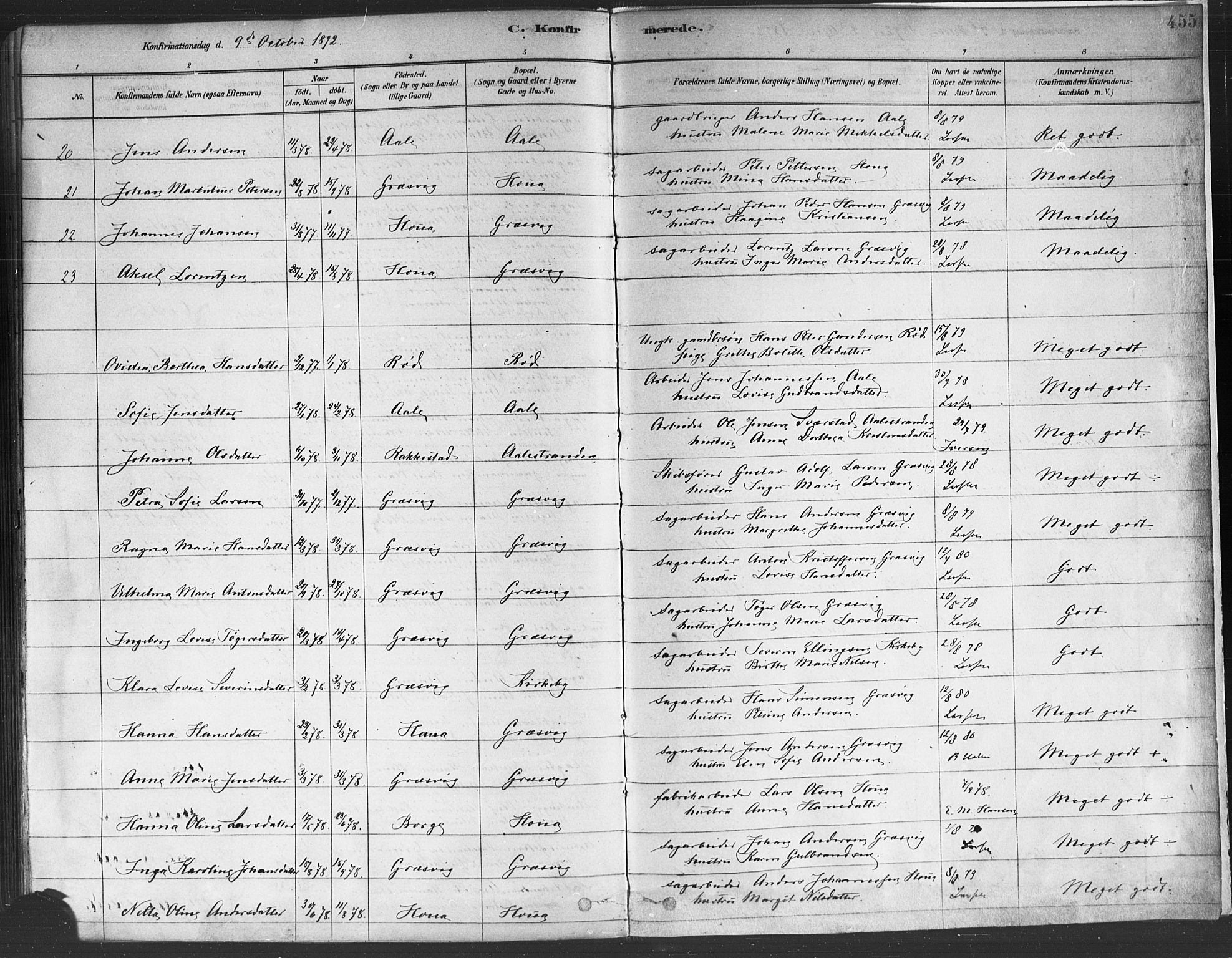Onsøy prestekontor Kirkebøker, AV/SAO-A-10914/F/Fa/L0005: Ministerialbok nr. I 5, 1878-1898, s. 455
