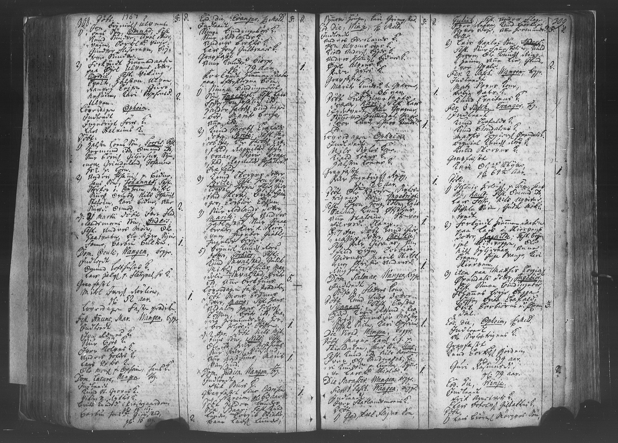 Voss sokneprestembete, SAB/A-79001/H/Haa: Ministerialbok nr. A 8, 1752-1780, s. 308-309