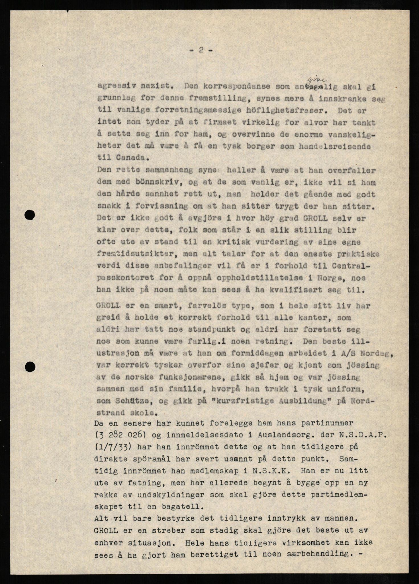 Forsvaret, Forsvarets overkommando II, AV/RA-RAFA-3915/D/Db/L0010: CI Questionaires. Tyske okkupasjonsstyrker i Norge. Tyskere., 1945-1946, s. 237