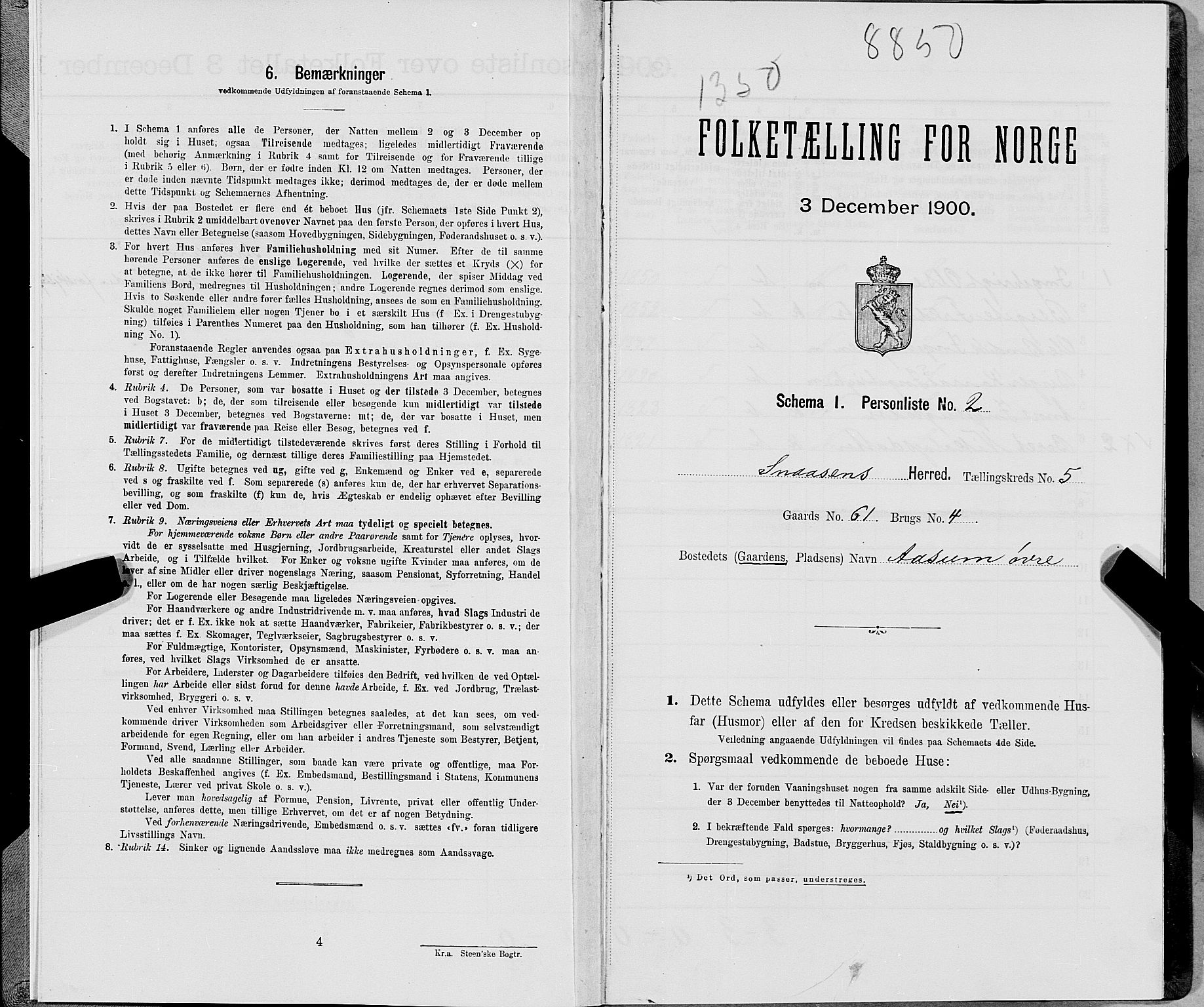 SAT, Folketelling 1900 for 1736 Snåsa herred, 1900, s. 1130