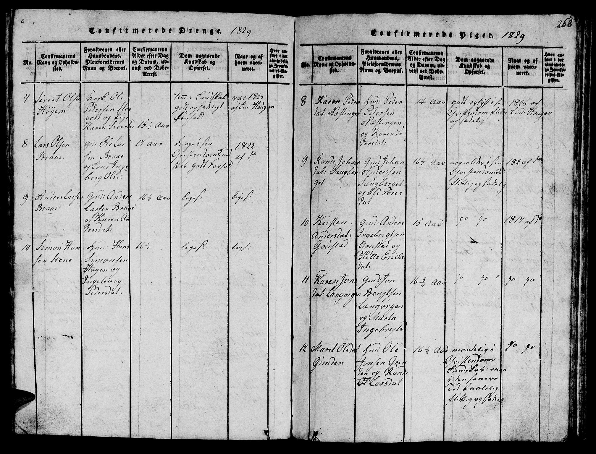 Ministerialprotokoller, klokkerbøker og fødselsregistre - Sør-Trøndelag, AV/SAT-A-1456/612/L0385: Klokkerbok nr. 612C01, 1816-1845, s. 268