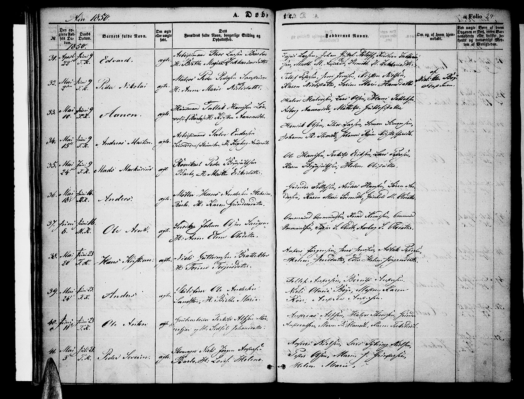 Tromøy sokneprestkontor, AV/SAK-1111-0041/F/Fa/L0005: Ministerialbok nr. A 5, 1847-1856, s. 24