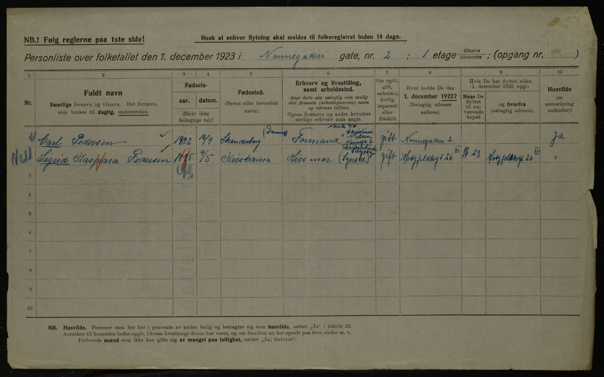 OBA, Kommunal folketelling 1.12.1923 for Kristiania, 1923, s. 78590