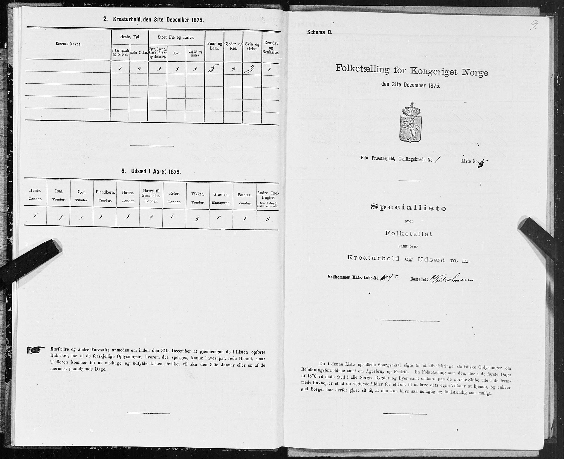 SAT, Folketelling 1875 for 1573P Edøy prestegjeld, 1875, s. 1009