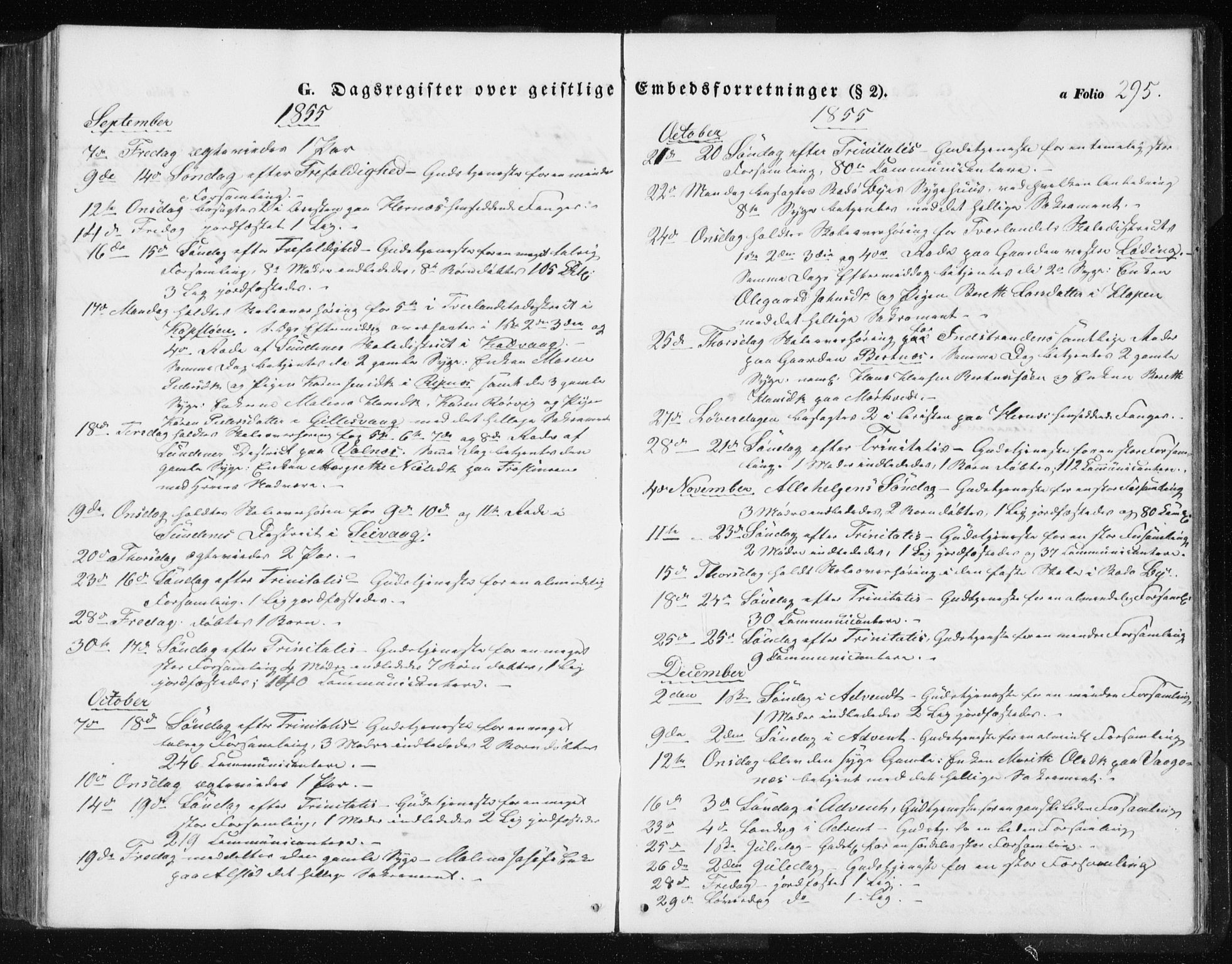 Ministerialprotokoller, klokkerbøker og fødselsregistre - Nordland, SAT/A-1459/801/L0028: Klokkerbok nr. 801C03, 1855-1867, s. 295