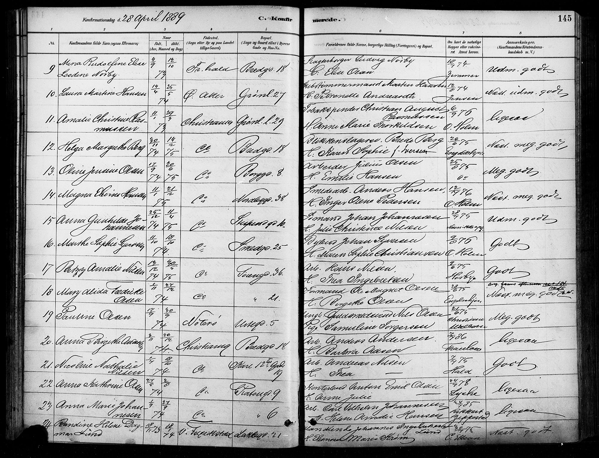 Grønland prestekontor Kirkebøker, AV/SAO-A-10848/F/Fa/L0008: Ministerialbok nr. 8, 1881-1893, s. 145