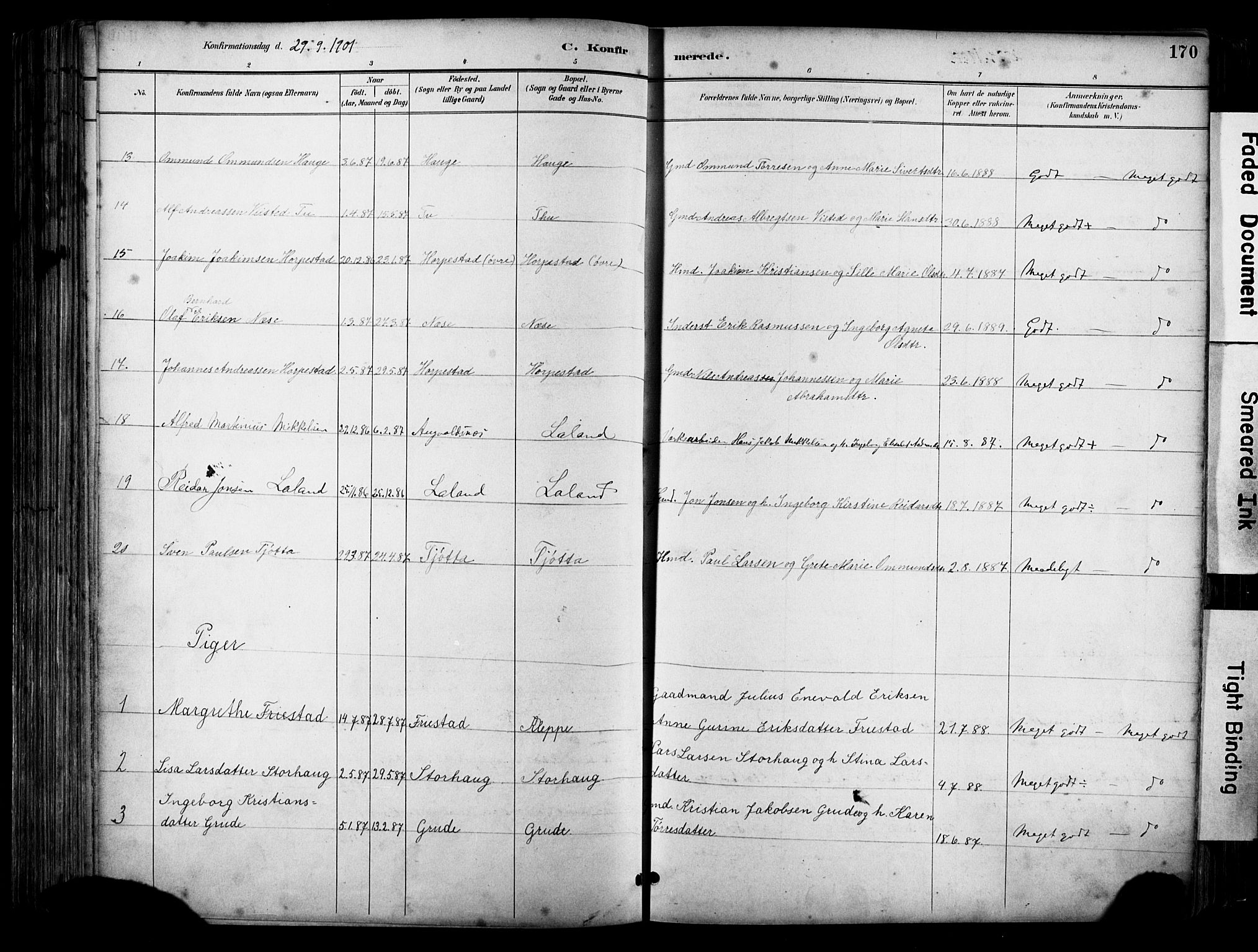 Klepp sokneprestkontor, SAST/A-101803/001/3/30BA/L0009: Ministerialbok nr. A 7, 1886-1915, s. 170
