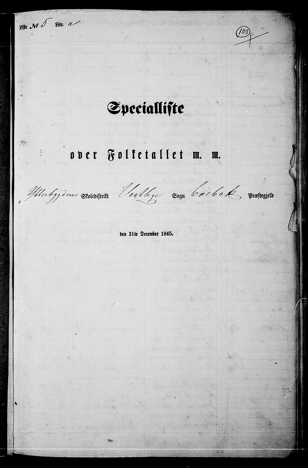 RA, Folketelling 1865 for 0229P Enebakk prestegjeld, 1865, s. 89