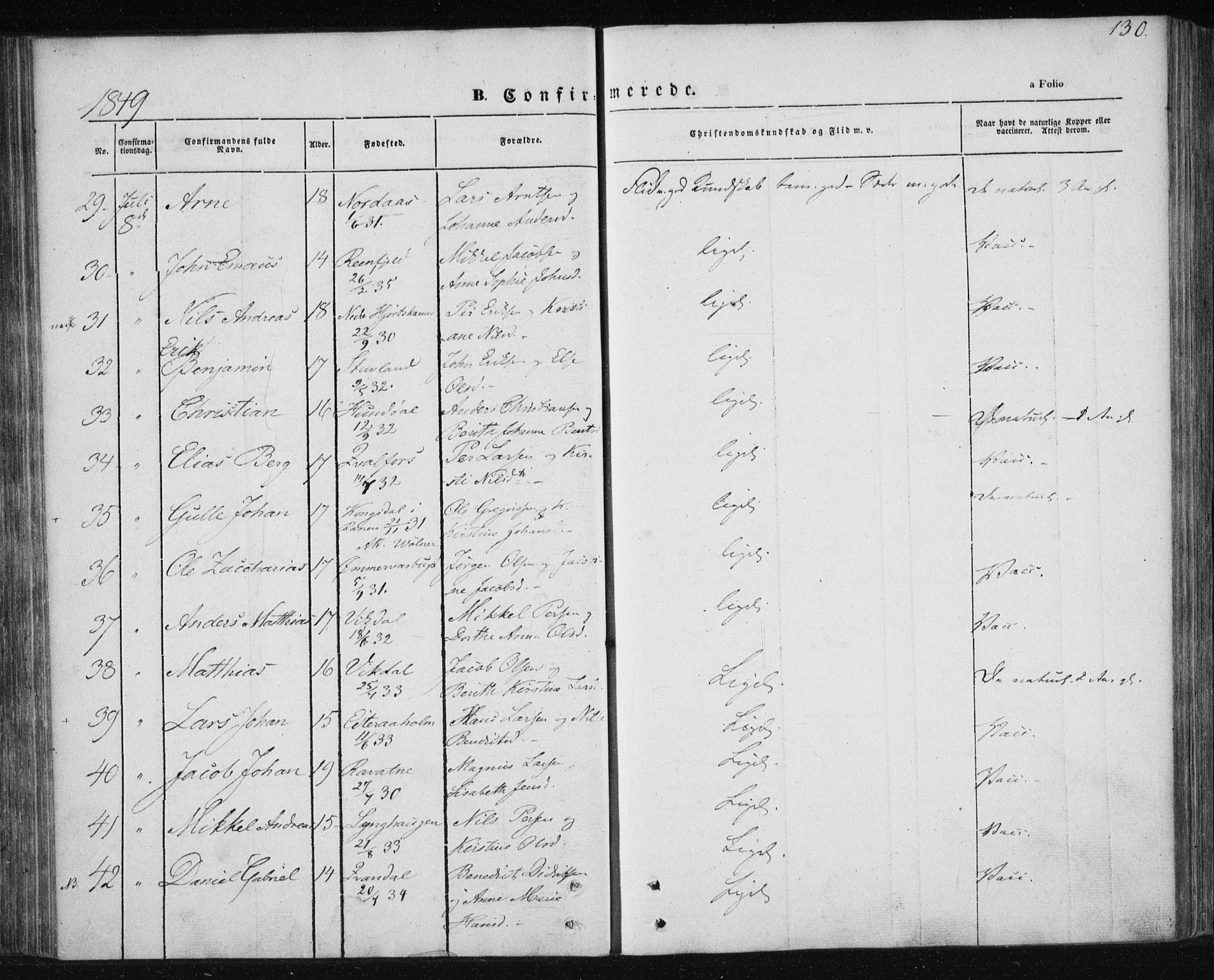 Ministerialprotokoller, klokkerbøker og fødselsregistre - Nordland, AV/SAT-A-1459/820/L0291: Ministerialbok nr. 820A12, 1846-1854, s. 130