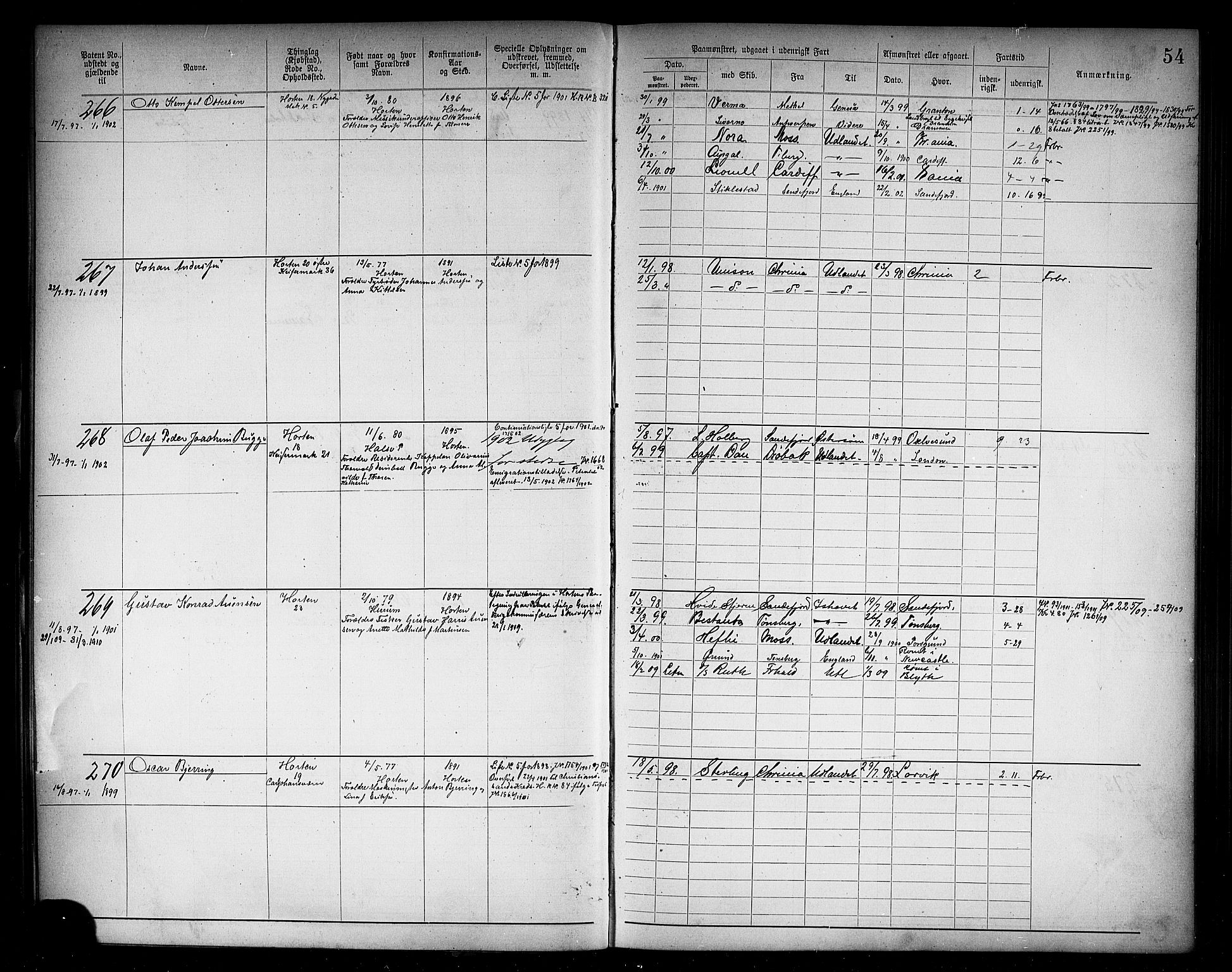 Horten innrulleringskontor, AV/SAKO-A-785/F/Fb/L0006: Annotasjonsrulle, 1889-1911, s. 57