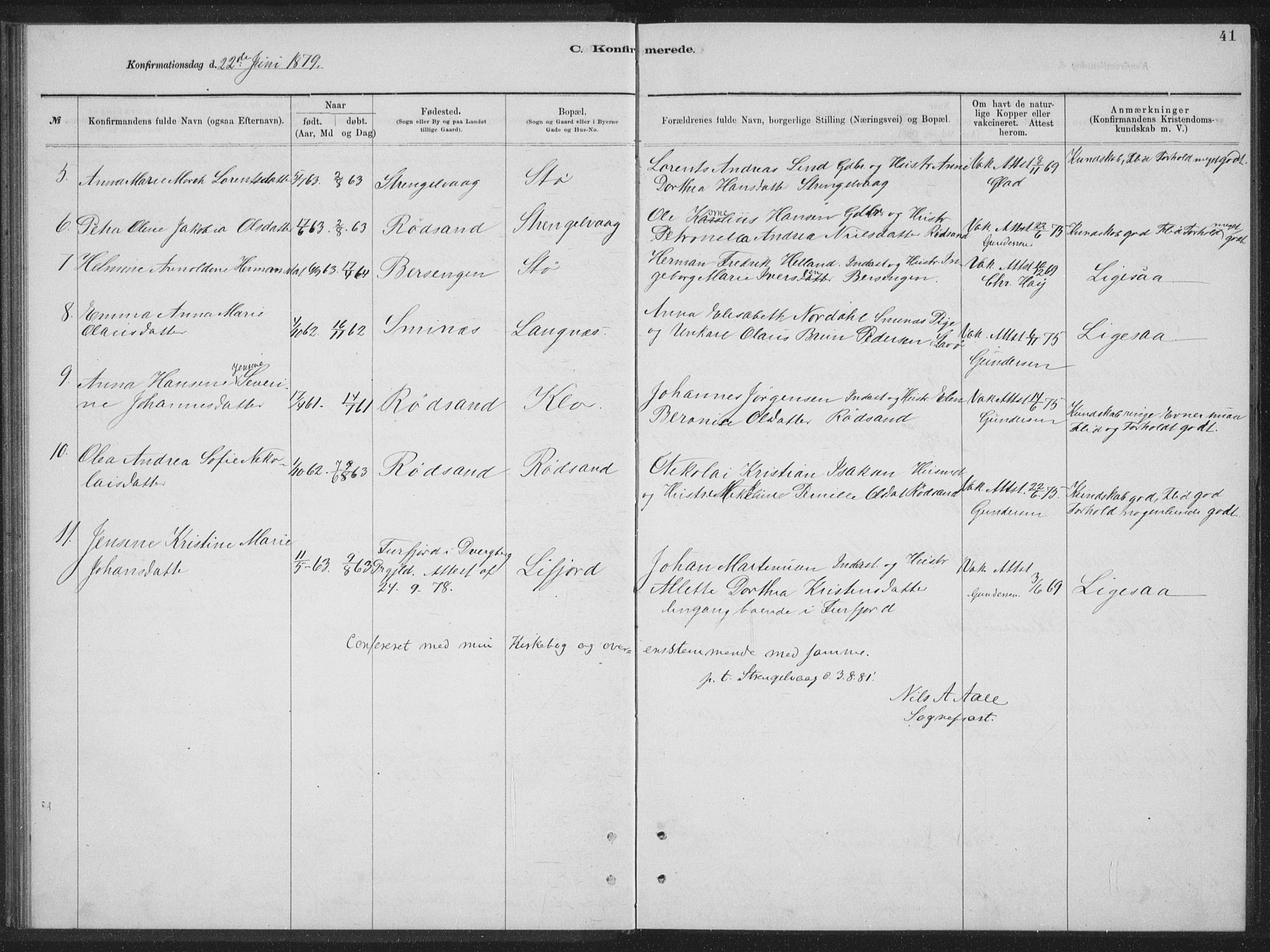 Ministerialprotokoller, klokkerbøker og fødselsregistre - Nordland, SAT/A-1459/894/L1359: Klokkerbok nr. 894C02, 1877-1884, s. 41