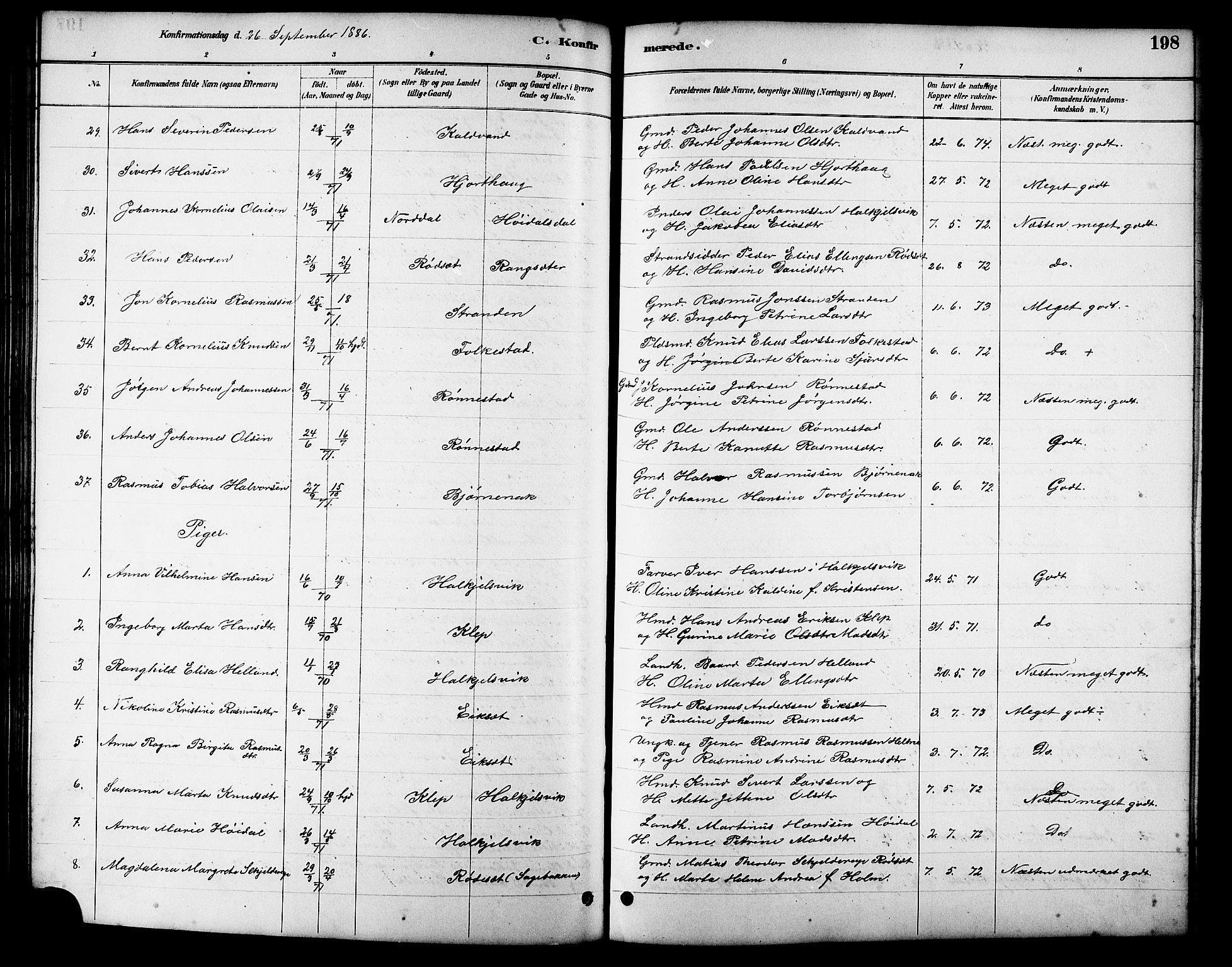 Ministerialprotokoller, klokkerbøker og fødselsregistre - Møre og Romsdal, AV/SAT-A-1454/511/L0158: Klokkerbok nr. 511C04, 1884-1903, s. 198