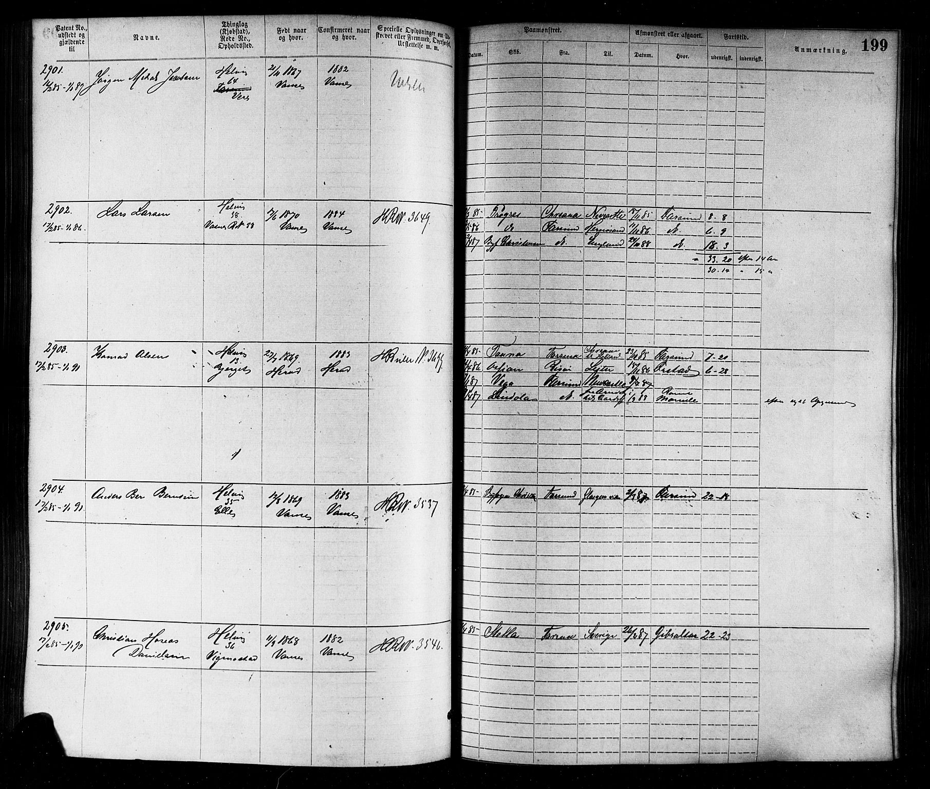 Farsund mønstringskrets, SAK/2031-0017/F/Fa/L0006: Annotasjonsrulle nr 1911-3805 med register, Z-3, 1877-1894, s. 229