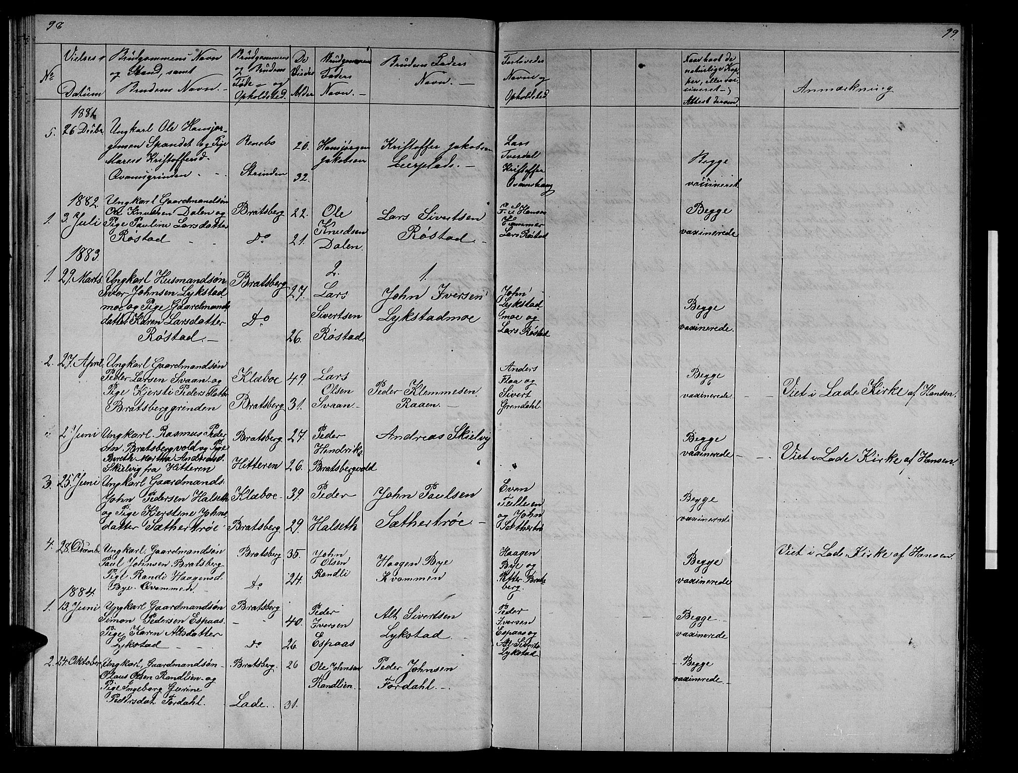 Ministerialprotokoller, klokkerbøker og fødselsregistre - Sør-Trøndelag, SAT/A-1456/608/L0340: Klokkerbok nr. 608C06, 1864-1889, s. 98-99