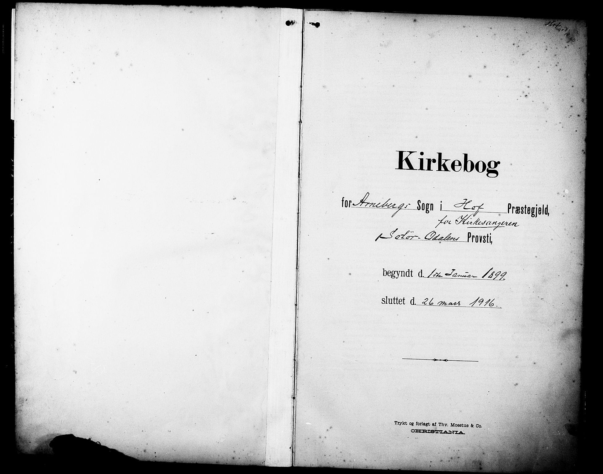 Hof prestekontor, SAH/PREST-038/H/Ha/Hab/L0005: Klokkerbok nr. 5, 1899-1916