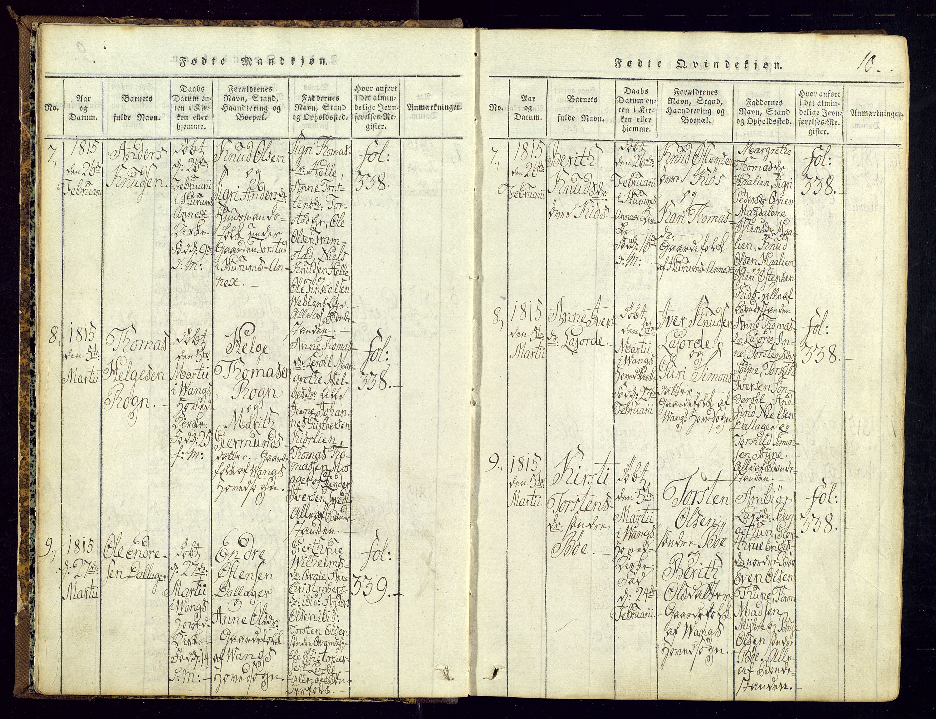 Vang prestekontor, Valdres, SAH/PREST-140/H/Ha/L0004: Ministerialbok nr. 4, 1814-1831, s. 10