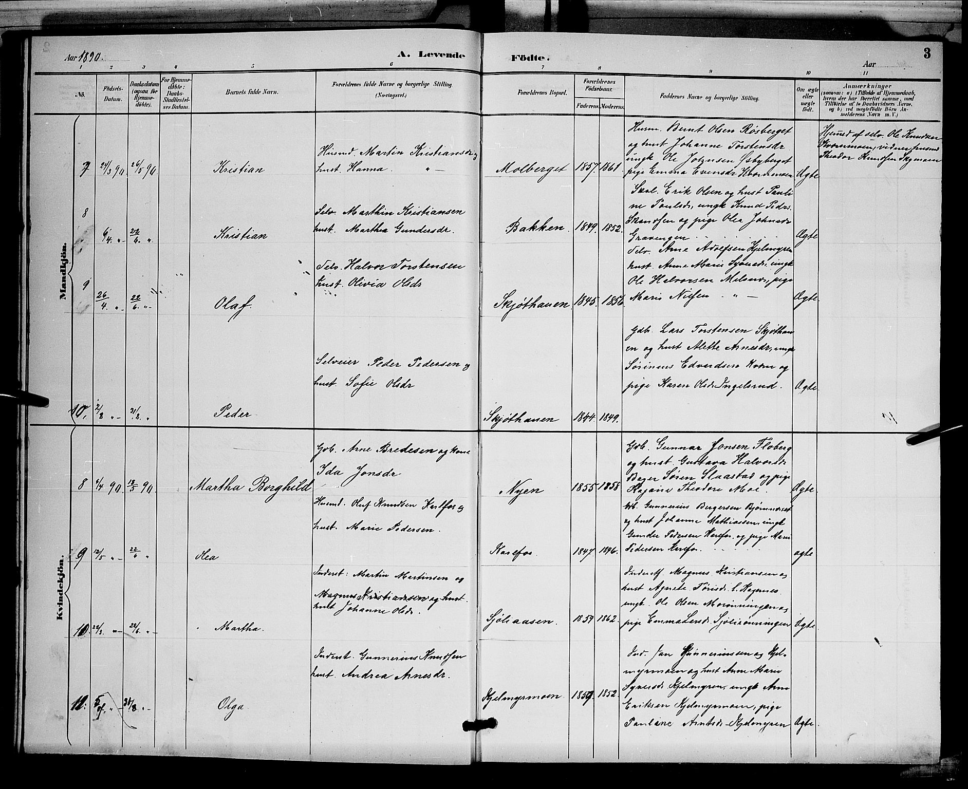Åsnes prestekontor, AV/SAH-PREST-042/H/Ha/Hab/L0002: Klokkerbok nr. 2, 1890-1891, s. 3